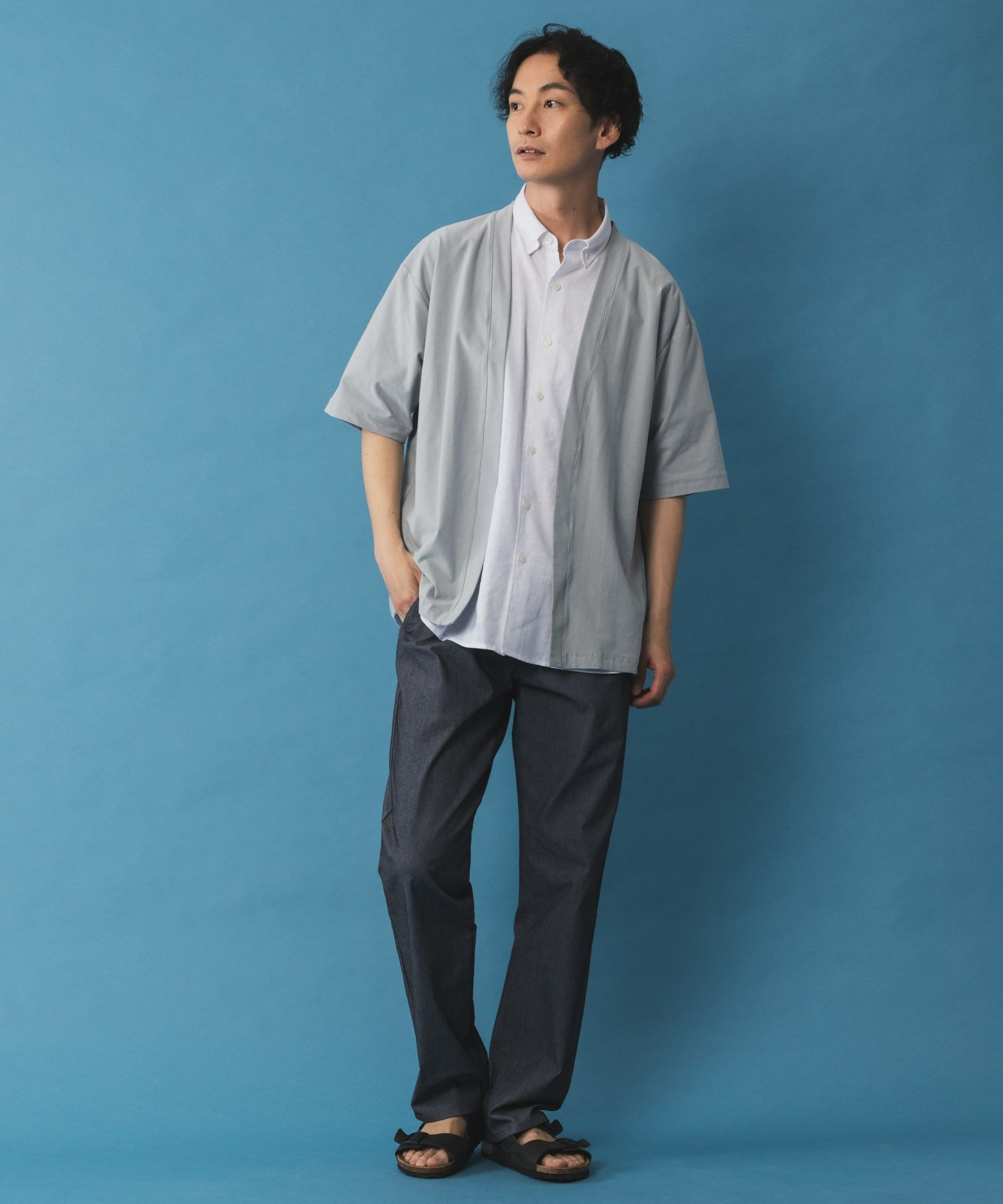 SARARI NAVY 冷感着流しカーディガン メンズ