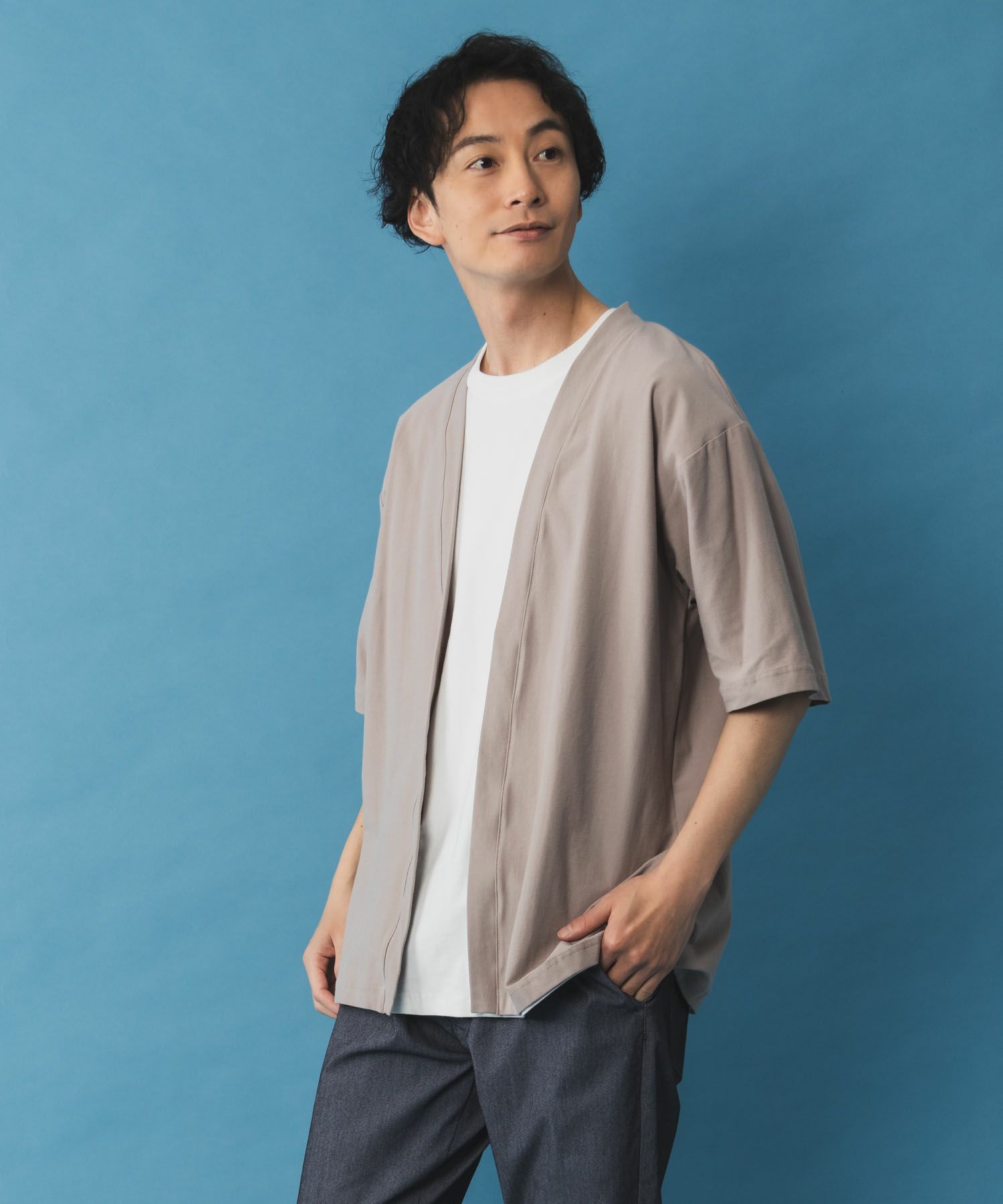 NAVY SARARI 冷感着流しカーディガン メンズ商品サムネイル-11