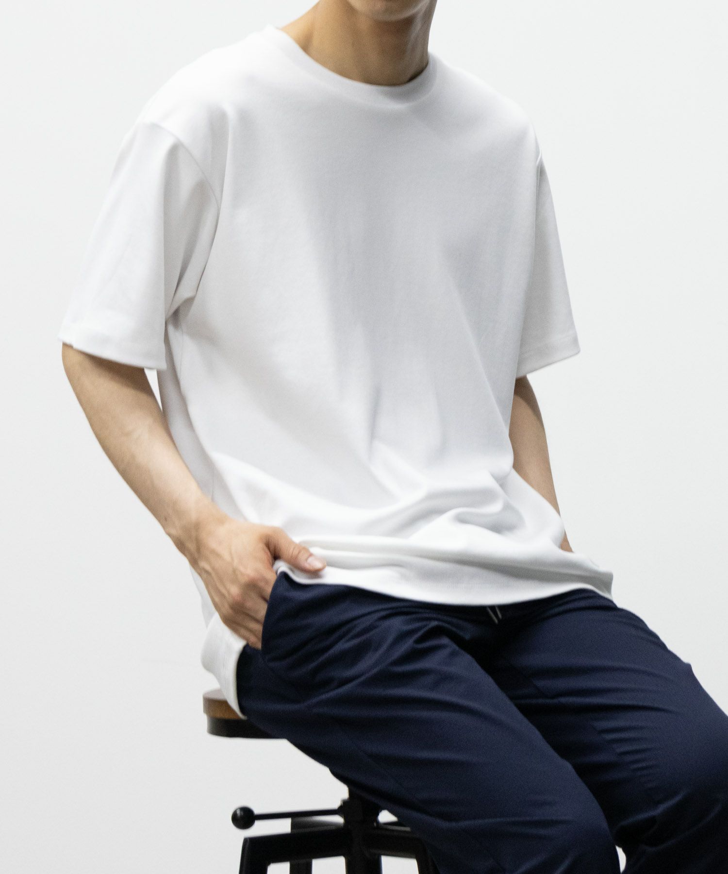 NAVY SARARI リピュール加工 シルケットTシャツ メンズ