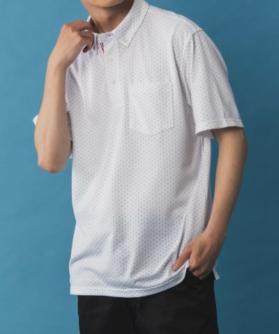 NAVY SARARI リピュール加工 総柄ポロシャツ メンズ