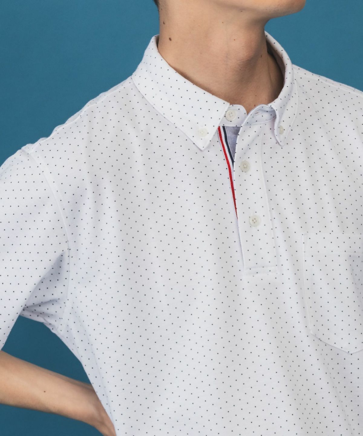 NAVY SARARI リピュール加工 総柄ポロシャツ メンズ