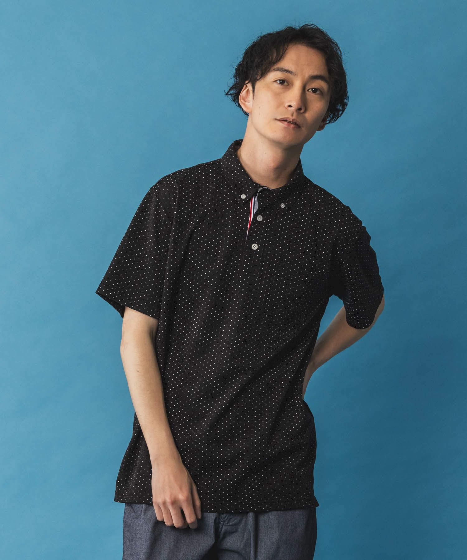 NAVY SARARI サラリピュール 総柄ポロシャツ メンズ商品サムネイル-11