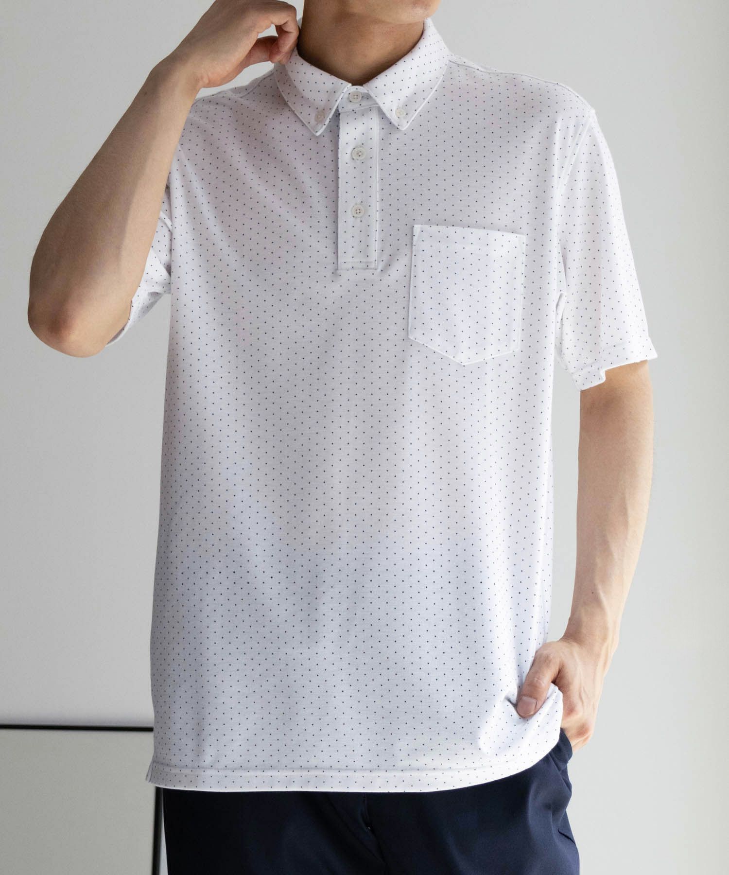 NAVY SARARI サラリピュール 総柄ポロシャツ メンズ商品画像-21