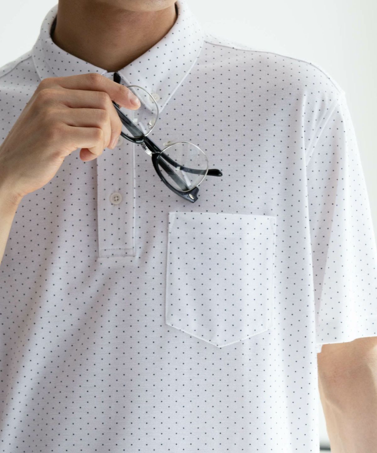 NAVY SARARI リピュール加工 総柄ポロシャツ メンズ