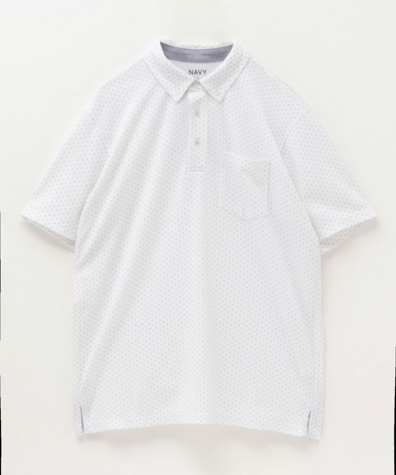 NAVY SARARI リピュール加工 総柄ポロシャツ メンズ