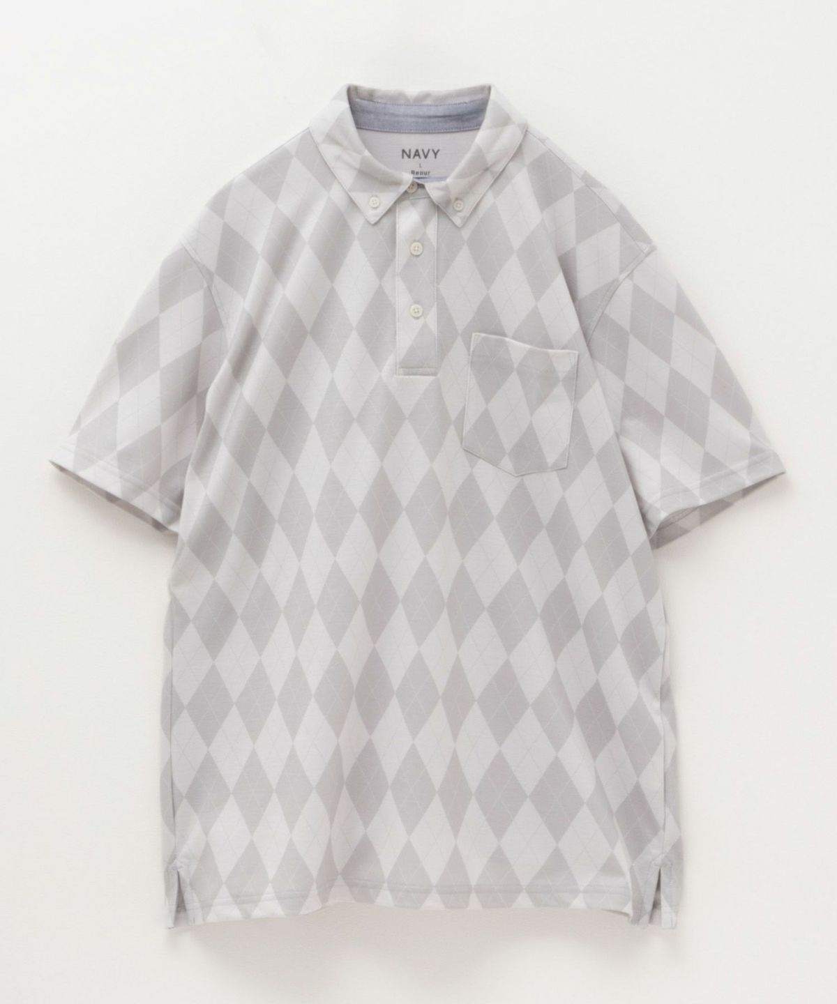 NAVY SARARI リピュール加工 総柄ポロシャツ メンズ