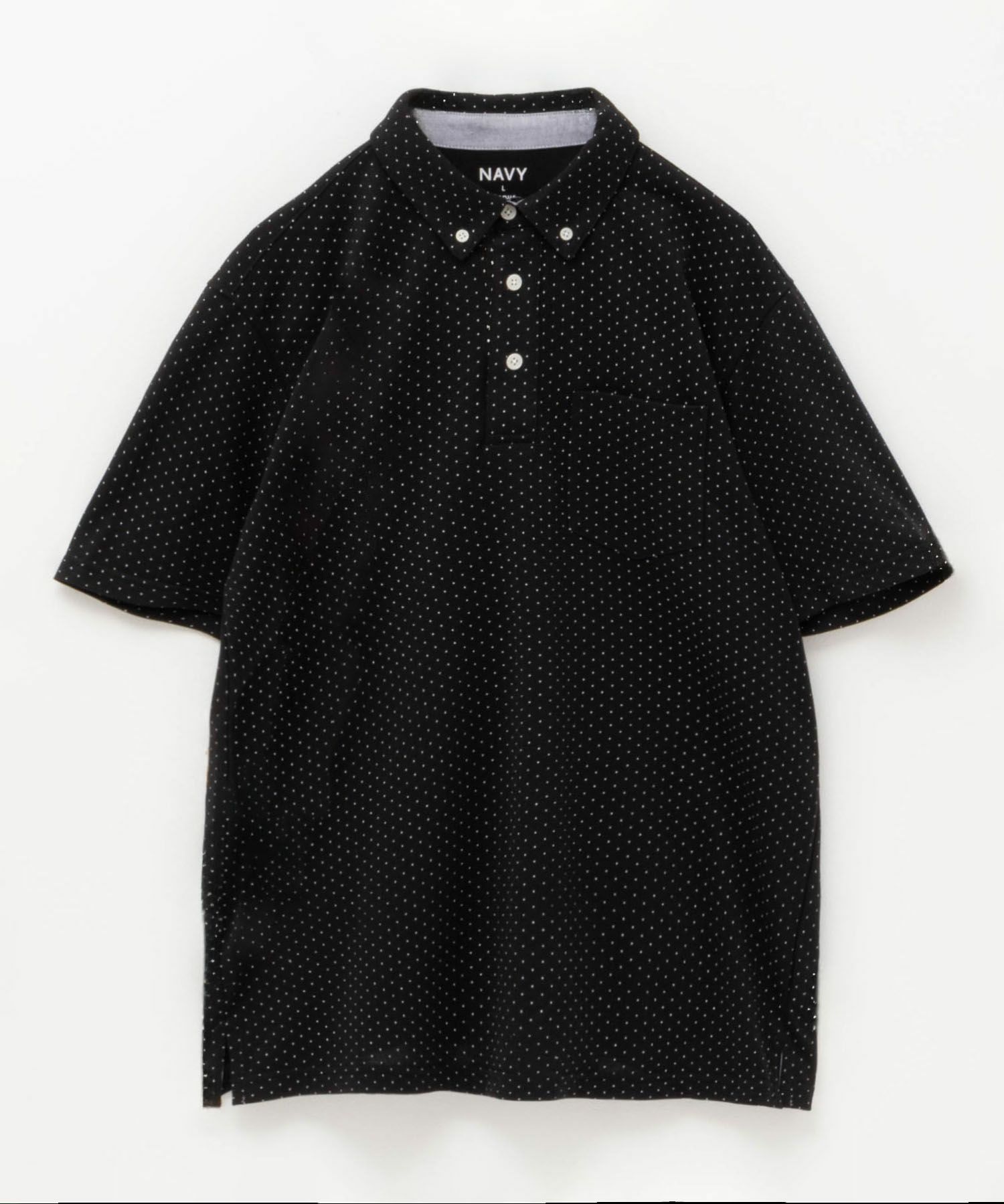 NAVY SARARI リピュール加工 総柄ポロシャツ メンズ