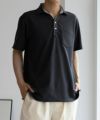 NAVY SARARI リピュール加工 リップルポロシャツ メンズ