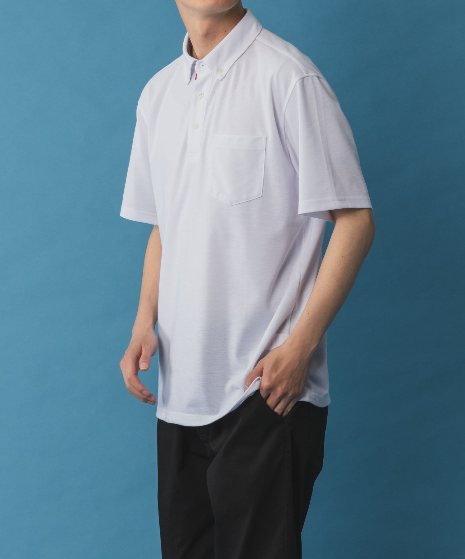 NAVY SARARI リピュール加工 カノコポロシャツ メンズ