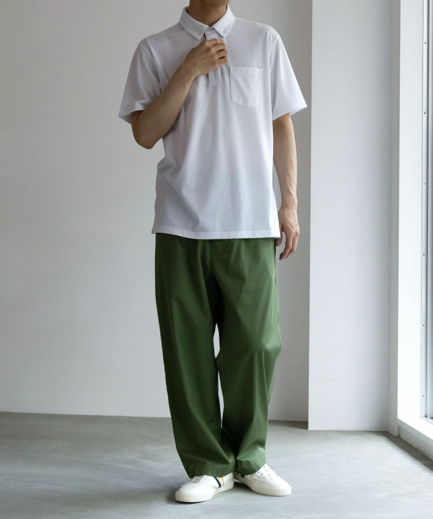 NAVY SARARI リピュール加工 カノコポロシャツ メンズ