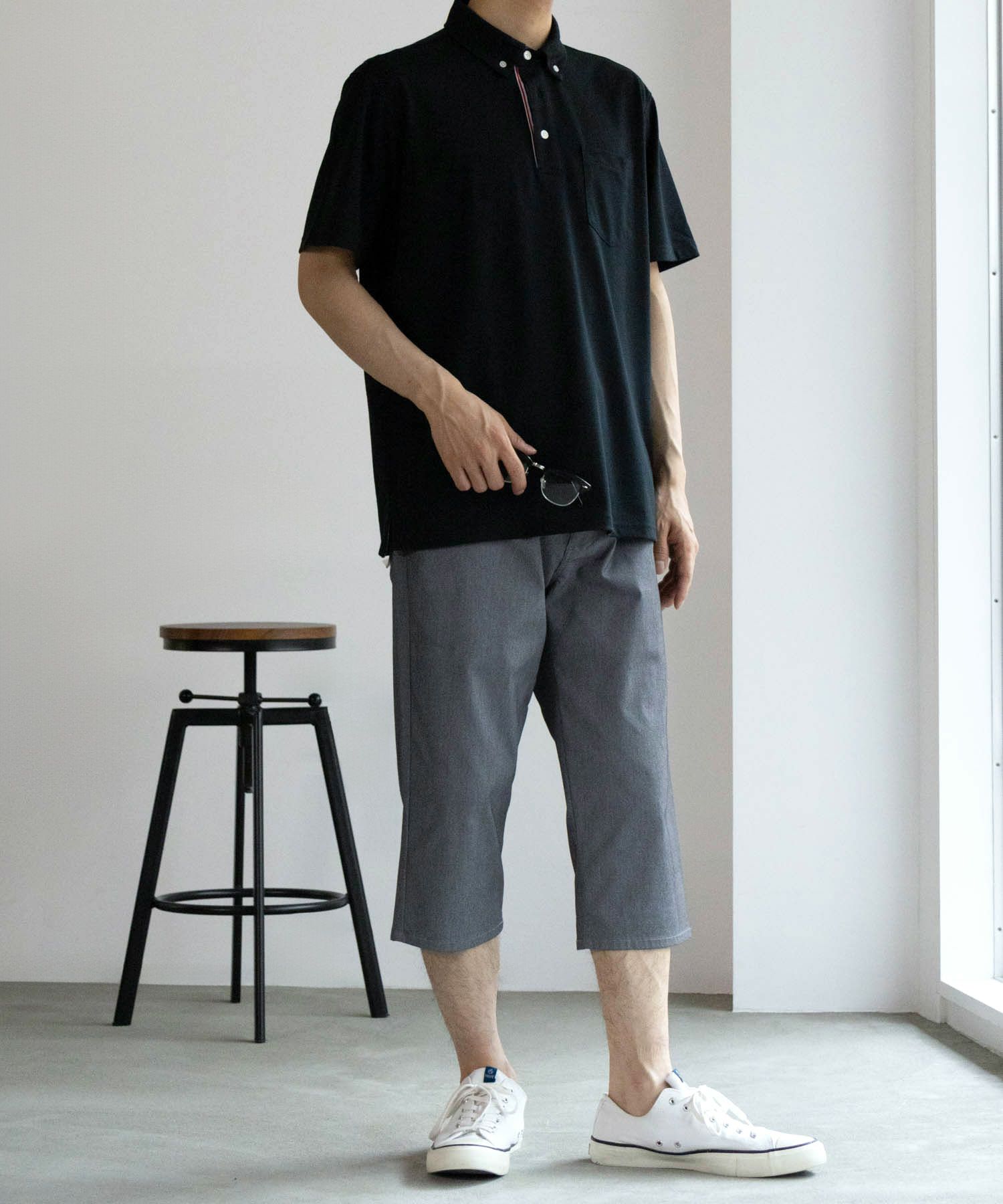 NAVY SARARI リピュール加工 カノコポロシャツ メンズ