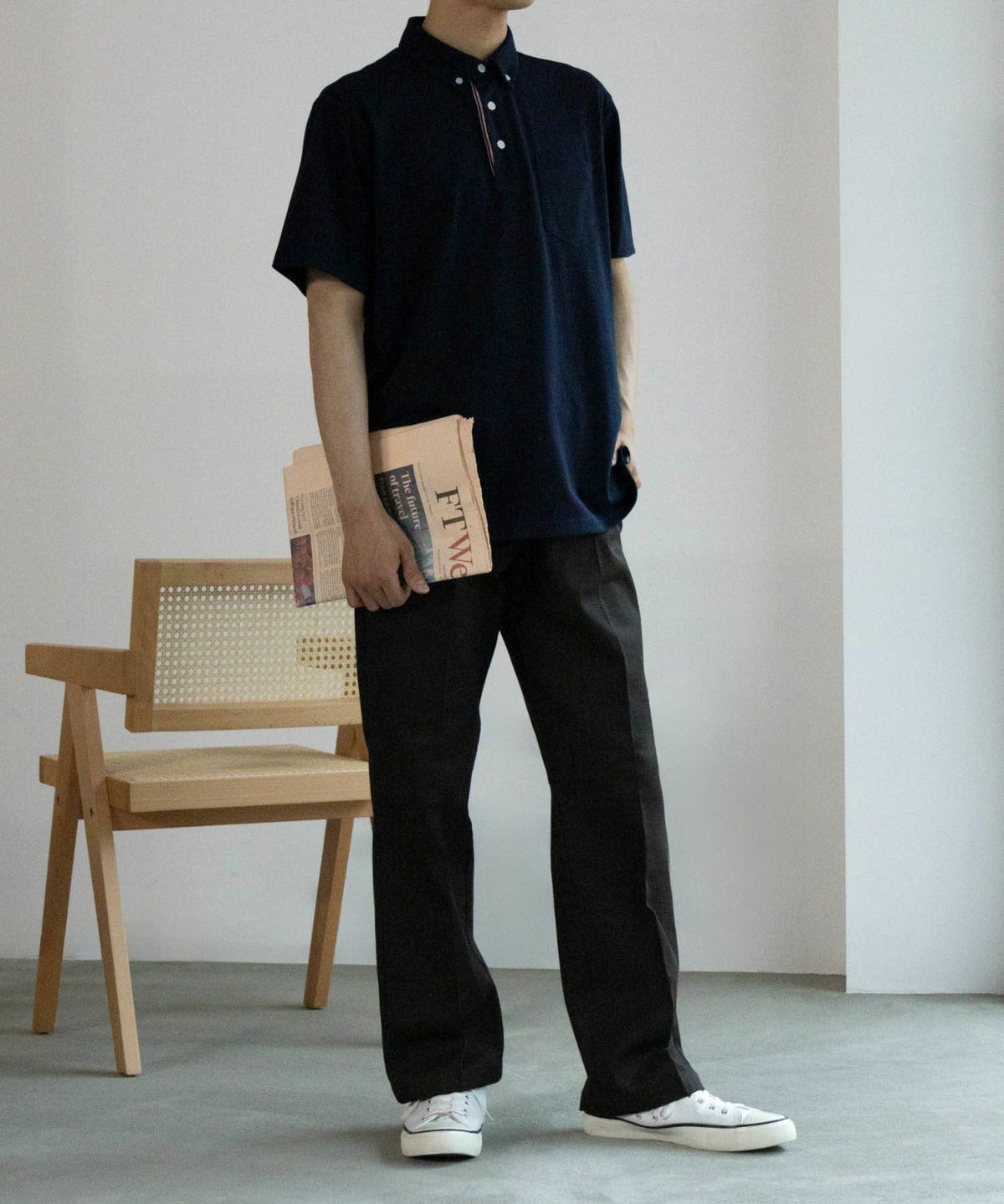 NAVY SARARI リピュール加工 カノコポロシャツ メンズ