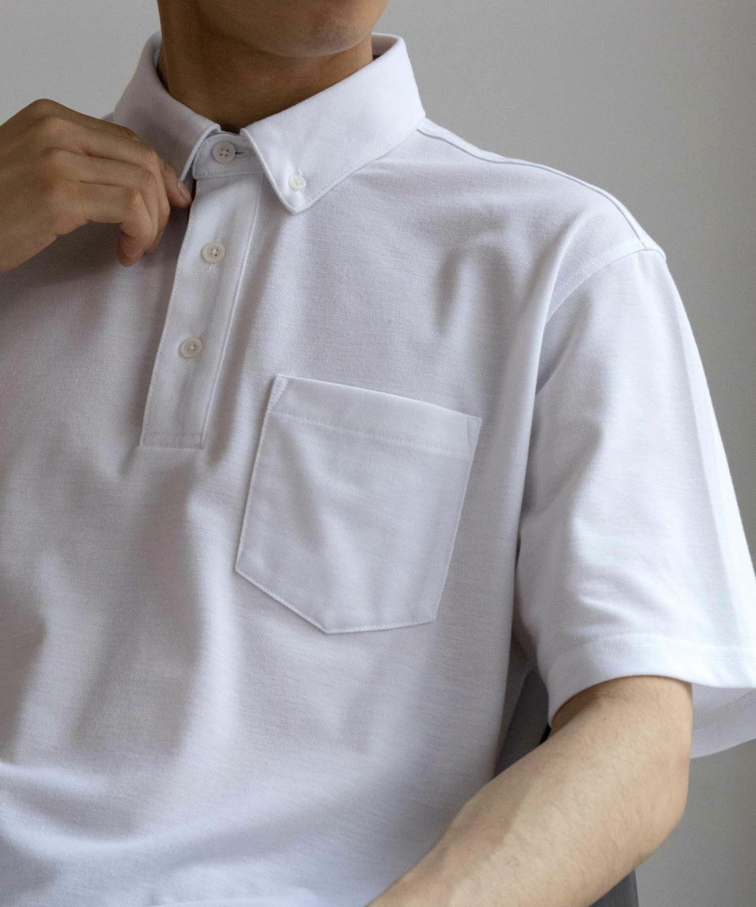 NAVY SARARI リピュール加工 カノコポロシャツ メンズ