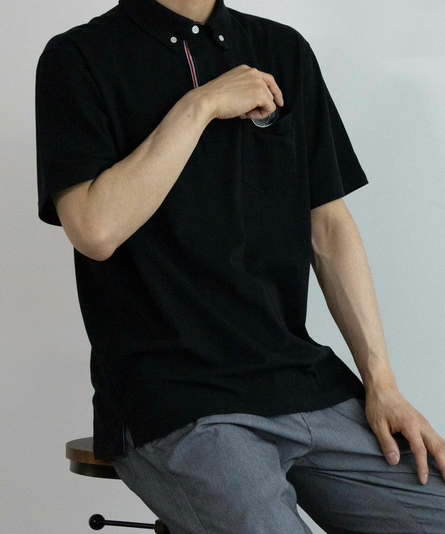 NAVY SARARI リピュール加工 カノコポロシャツ メンズ