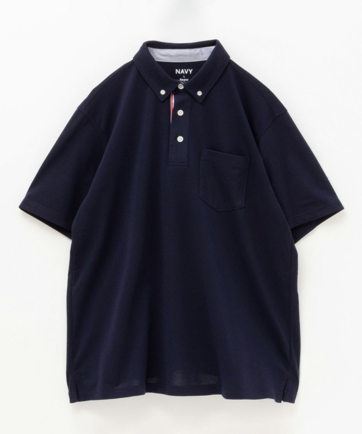 NAVY SARARI リピュール加工 カノコポロシャツ メンズ
