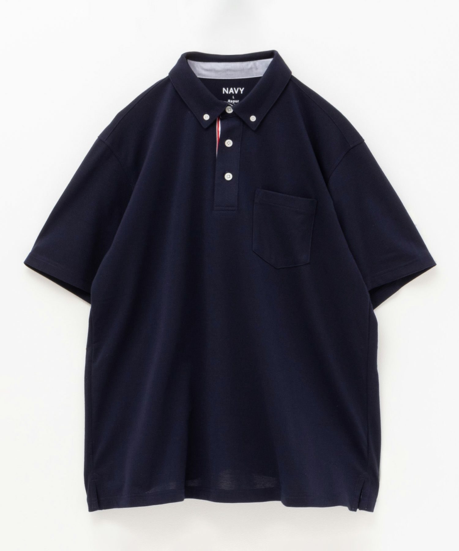 NAVY SARARI リピュール加工 カノコポロシャツ メンズ