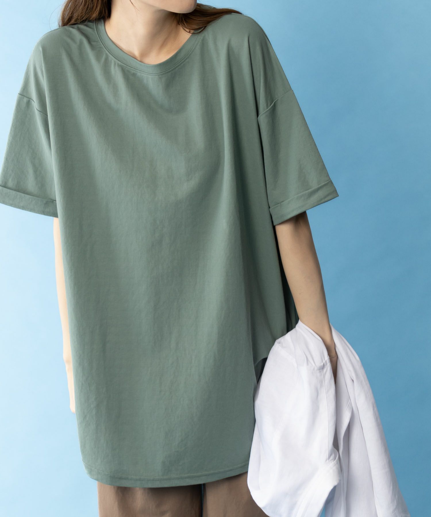NAVY SARARI  チュニック丈Tシャツ レディース メール便 対応商品商品サムネイル-1