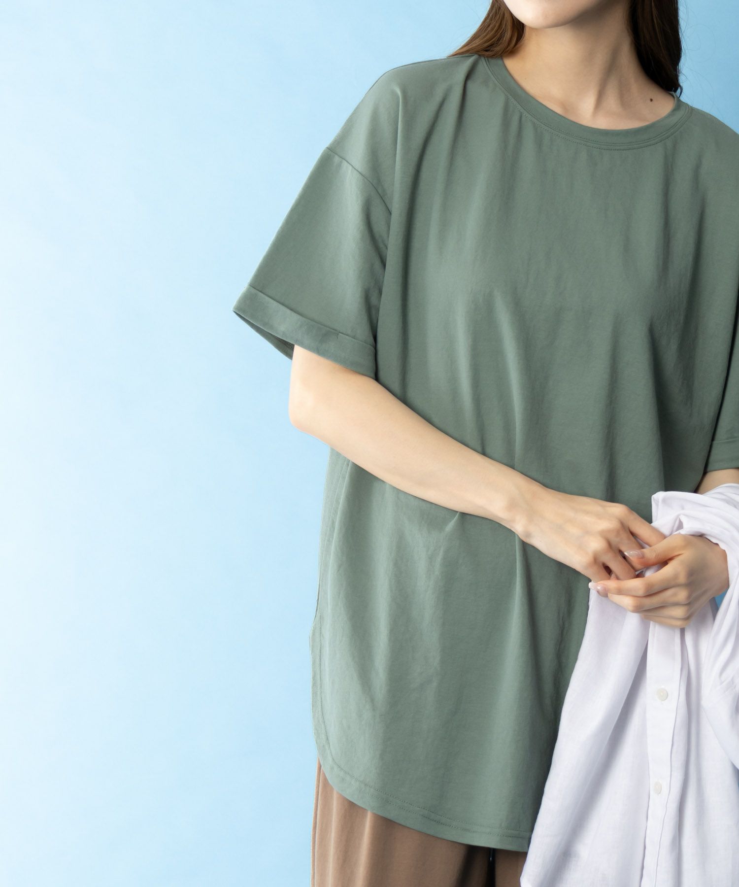 NAVY SARARI  チュニック丈Tシャツ レディース メール便 対応商品商品サムネイル-2