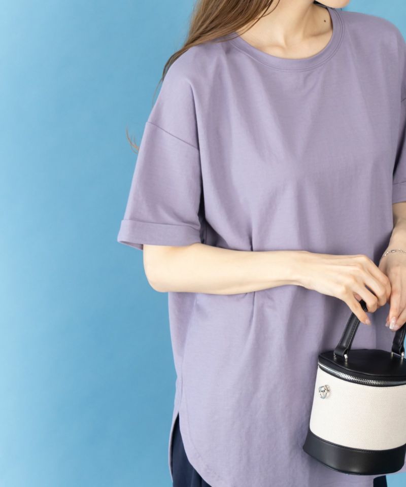 NAVY SARARI  チュニック丈Tシャツ レディース メール便 対応商品商品画像-4