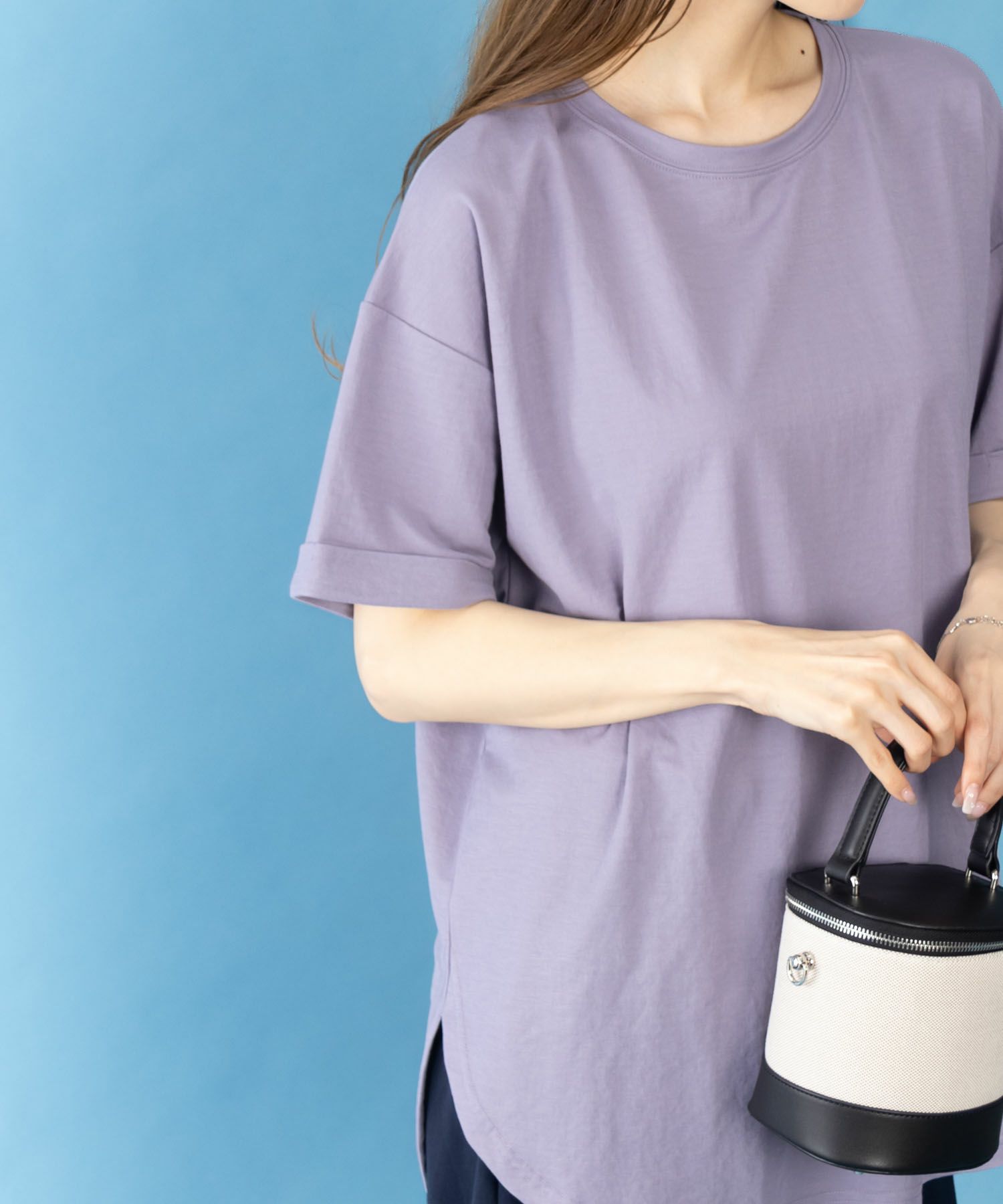 NAVY SARARI  チュニック丈Tシャツ レディース メール便 対応商品商品サムネイル-4