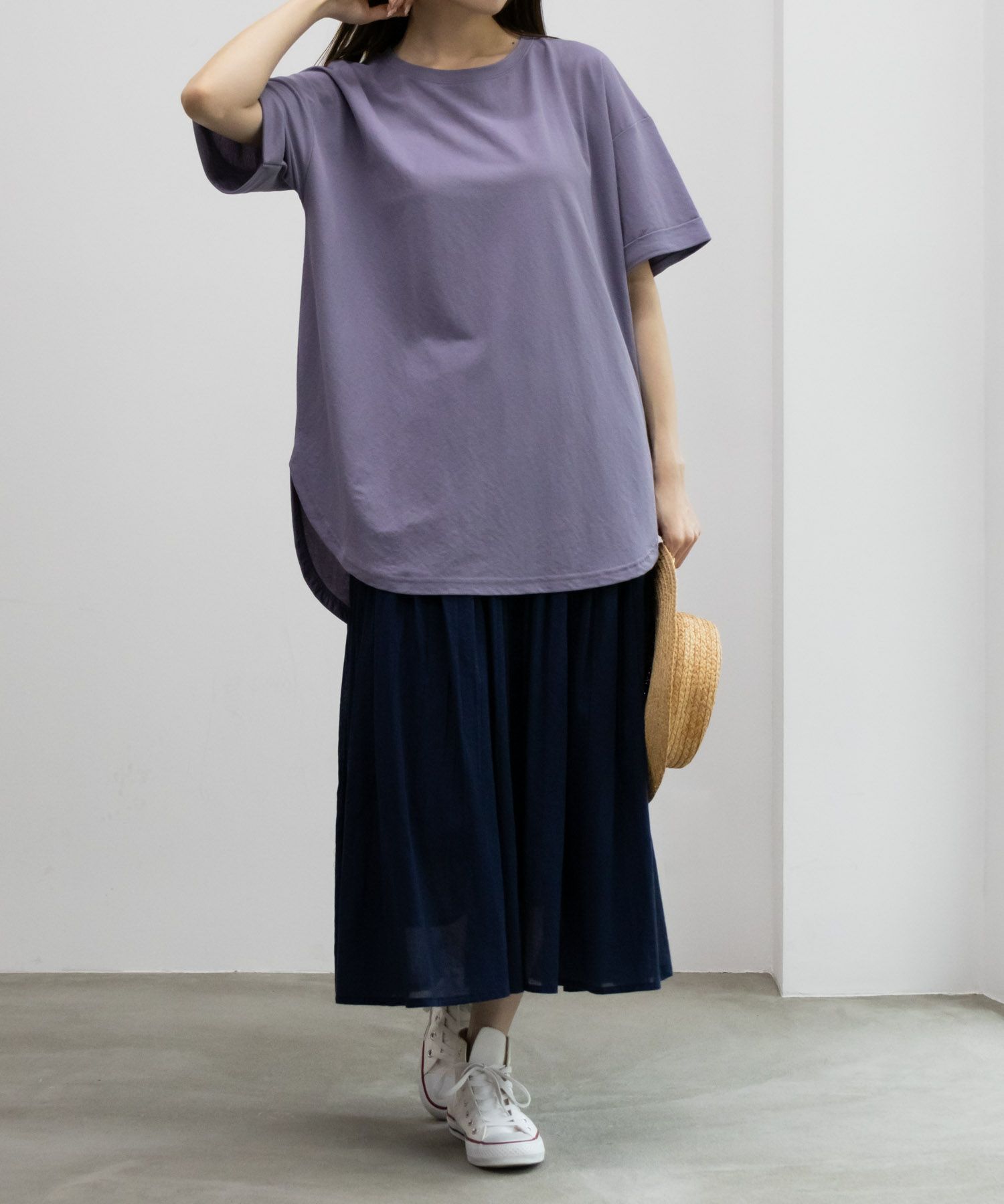 NAVY SARARI  チュニック丈Tシャツ レディース メール便 対応商品商品サムネイル-11