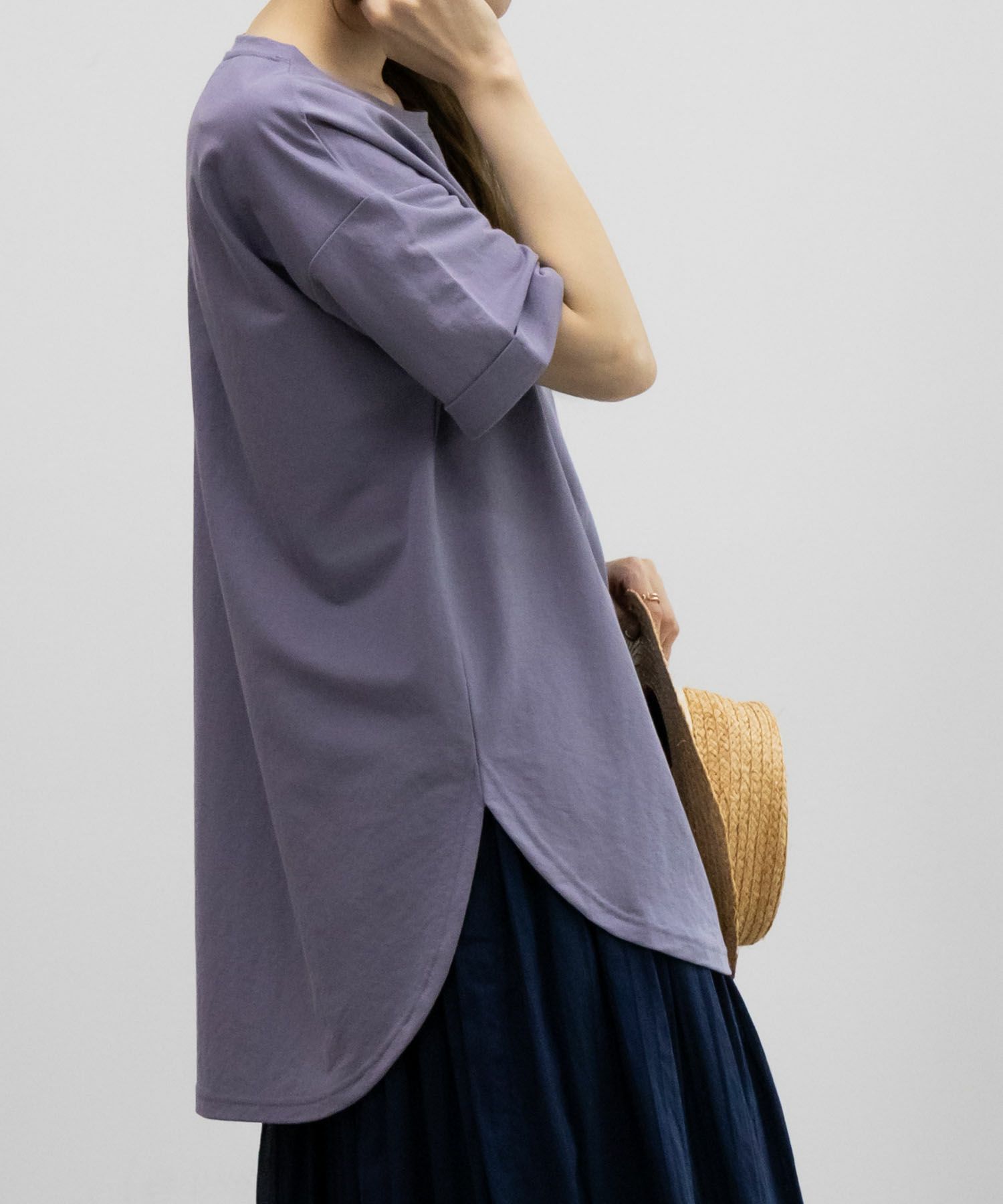 NAVY SARARI  チュニック丈Tシャツ レディース メール便 対応商品商品サムネイル-17