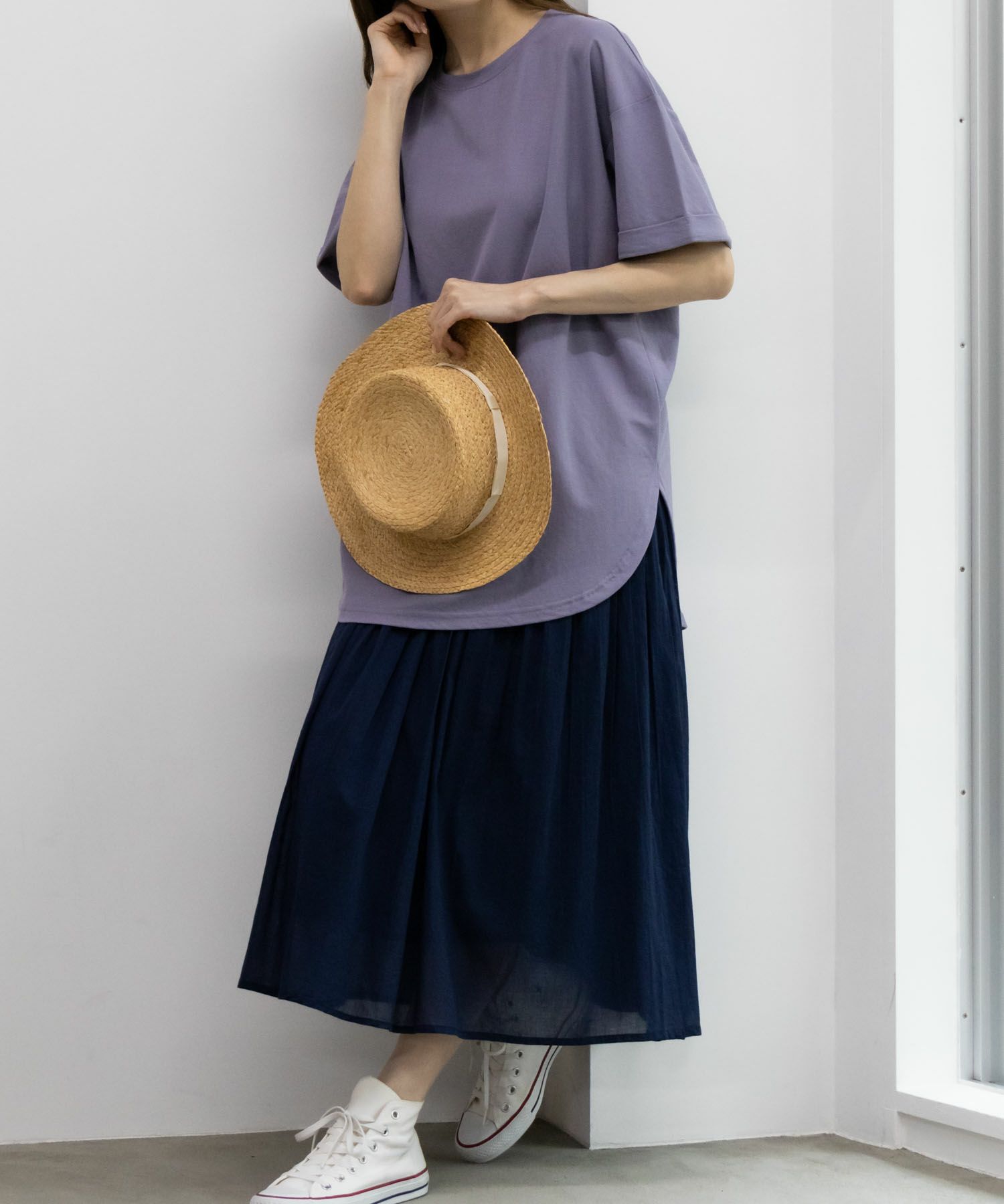 NAVY SARARI  チュニック丈Tシャツ レディース メール便 対応商品商品サムネイル-21