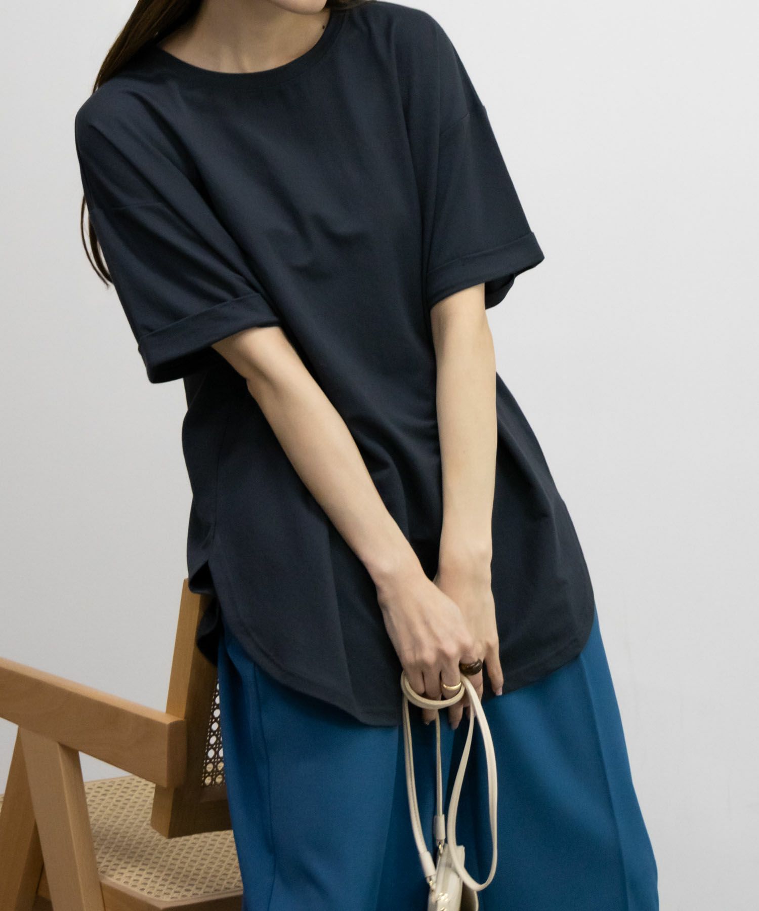 NAVY SARARI  チュニック丈Tシャツ レディース メール便 対応商品商品サムネイル-23