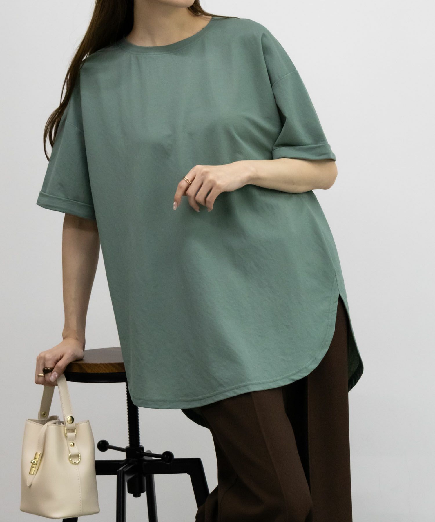 NAVY SARARI  チュニック丈Tシャツ レディース メール便 対応商品商品サムネイル-24