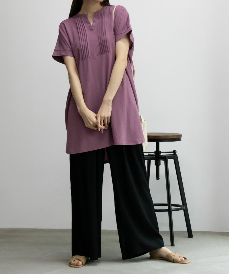 NAVY SARARI ピンタックチュニックプルオーバー レディース