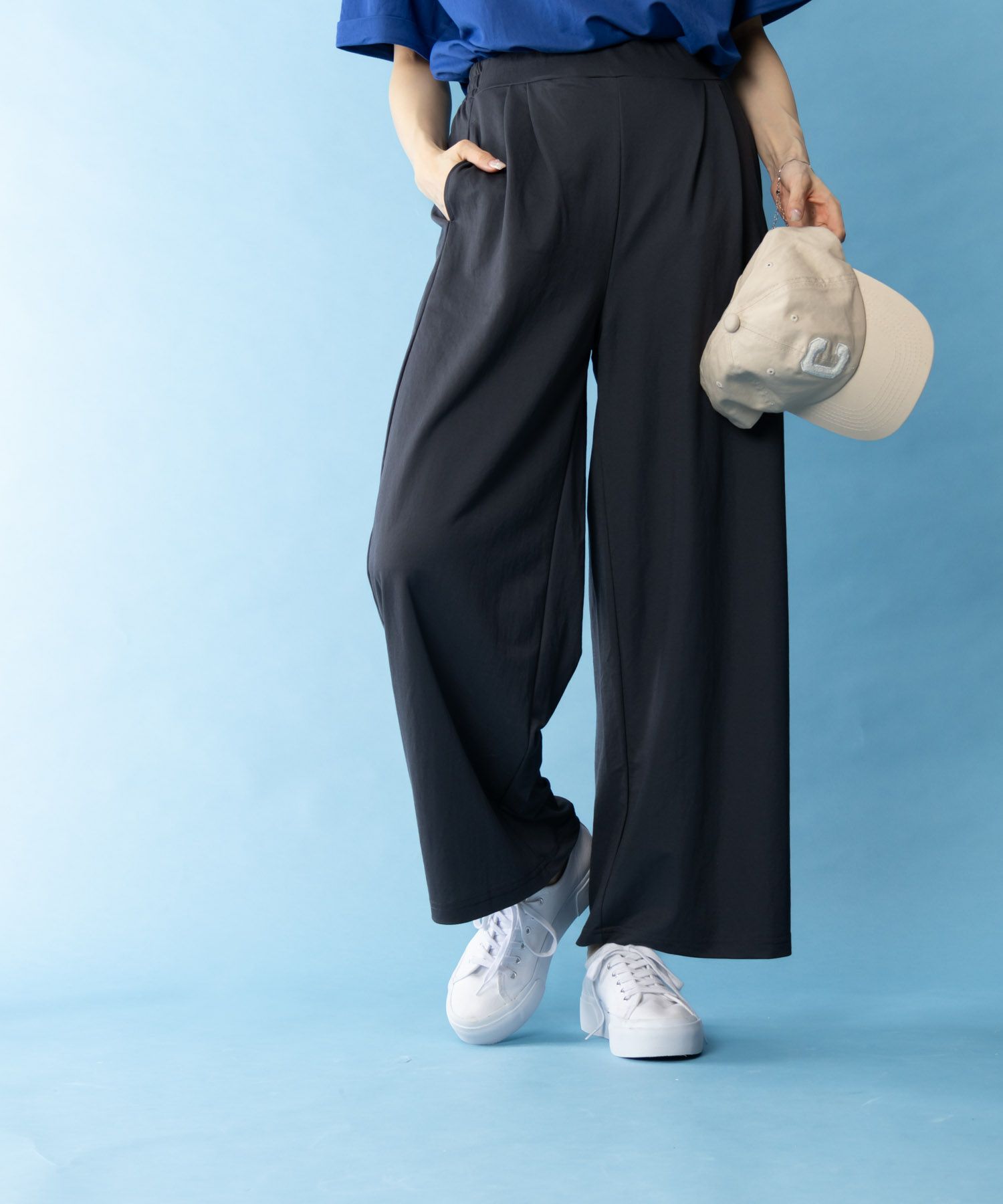 NAVY SARARI ワイドパンツ レディース