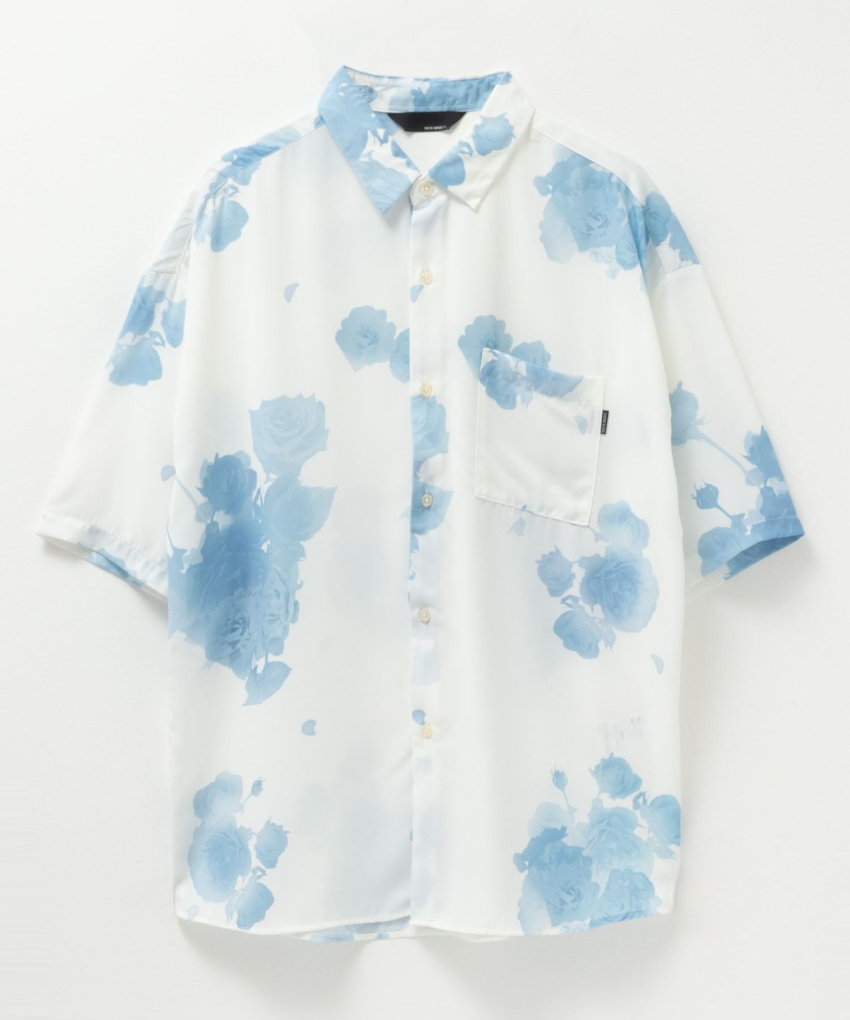 NAIVE MAGIC シルクタッチポリエステル ルーズサイズ総柄半袖シャツ メンズ