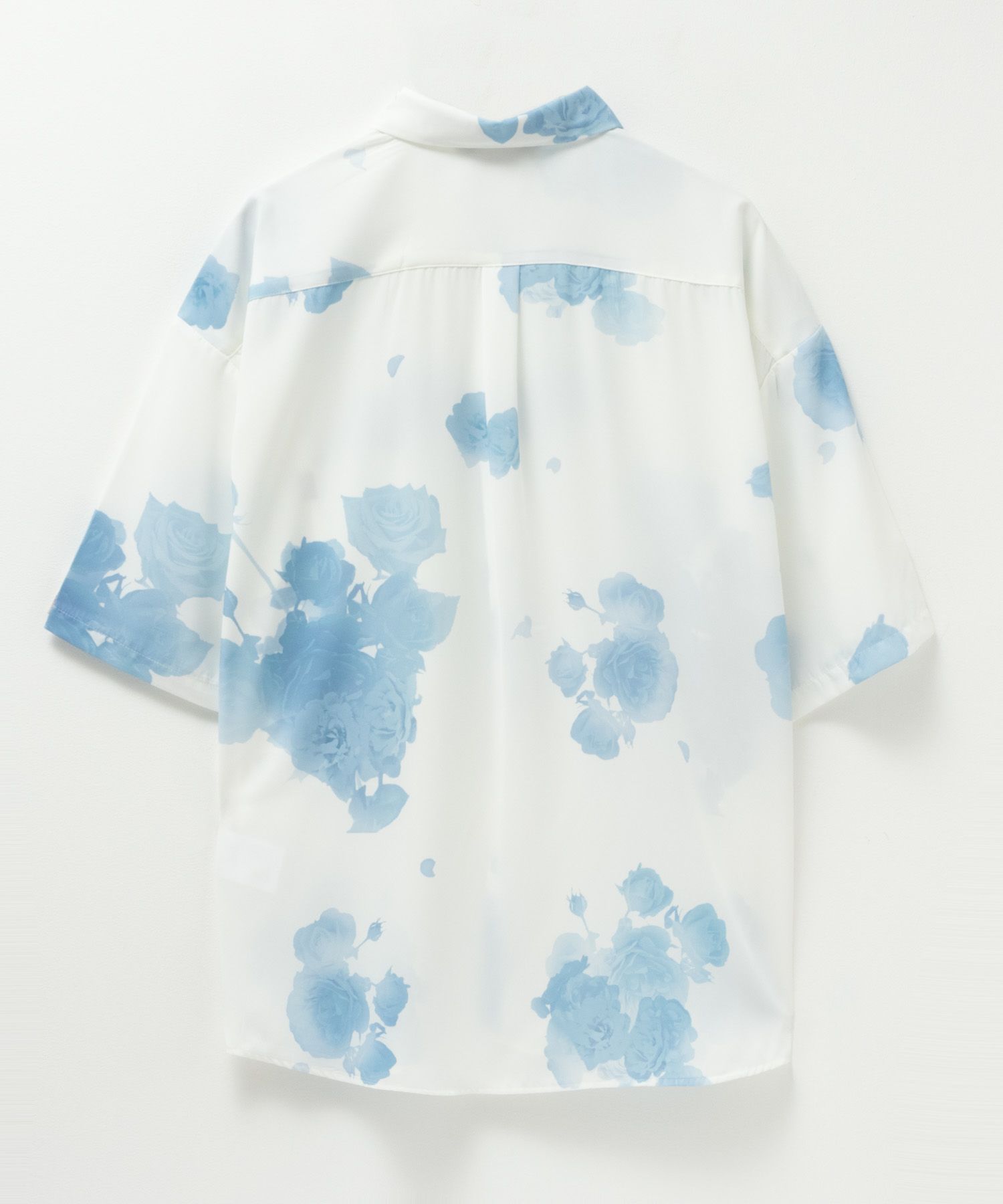 NAIVE MAGIC シルクタッチポリエステル ルーズサイズ総柄半袖シャツ メンズ