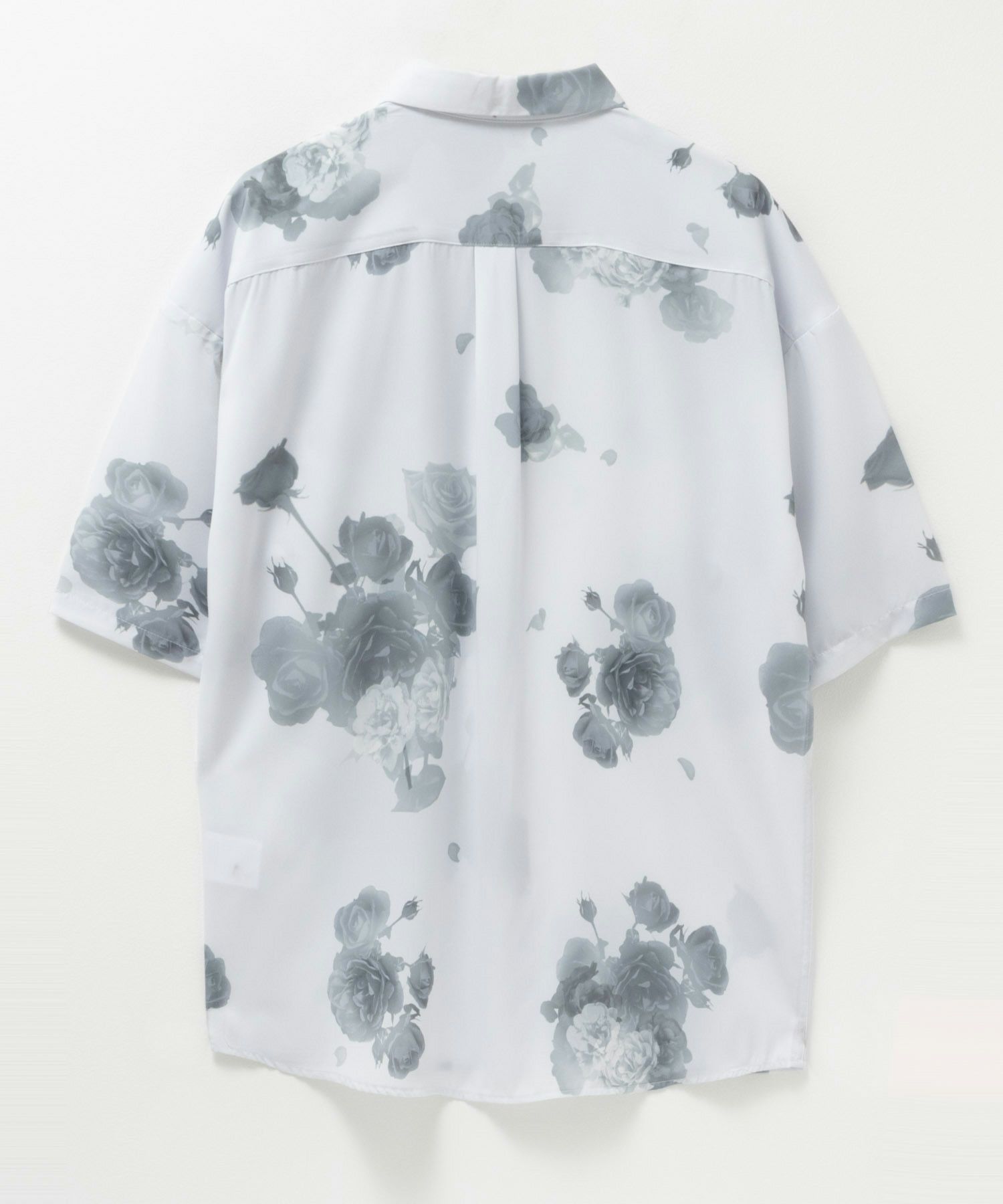 NAIVE MAGIC シルクタッチポリエステル ルーズサイズ総柄半袖シャツ メンズ