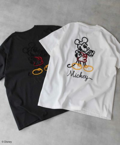 Disney ミッキーマウス / テープ使いシルエットTシャツ メンズ ネコポス 対応商品