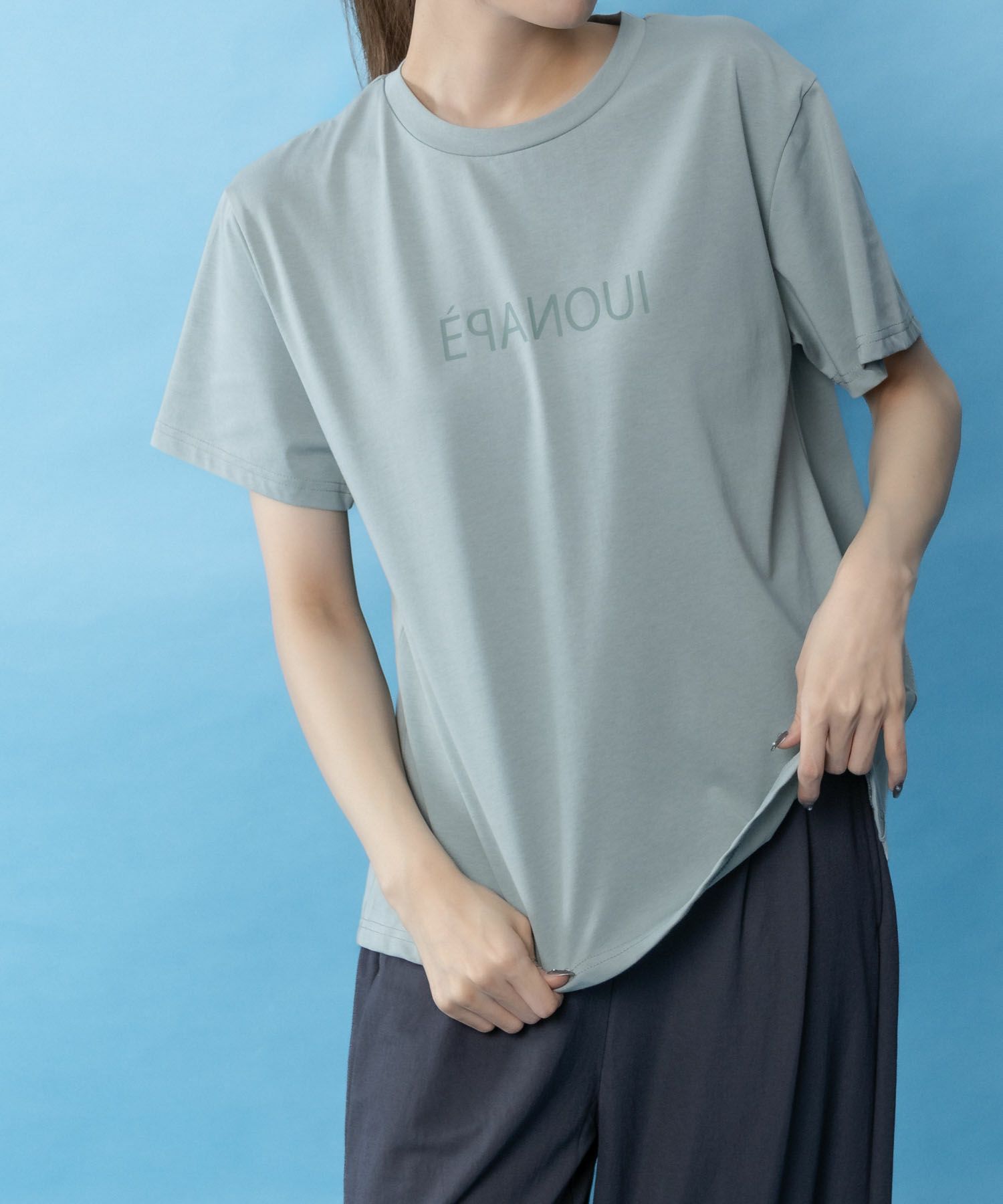 NAVY SARARI  クール＆UVカットプリントTシャツ レディース メール便 対応商品商品画像-1