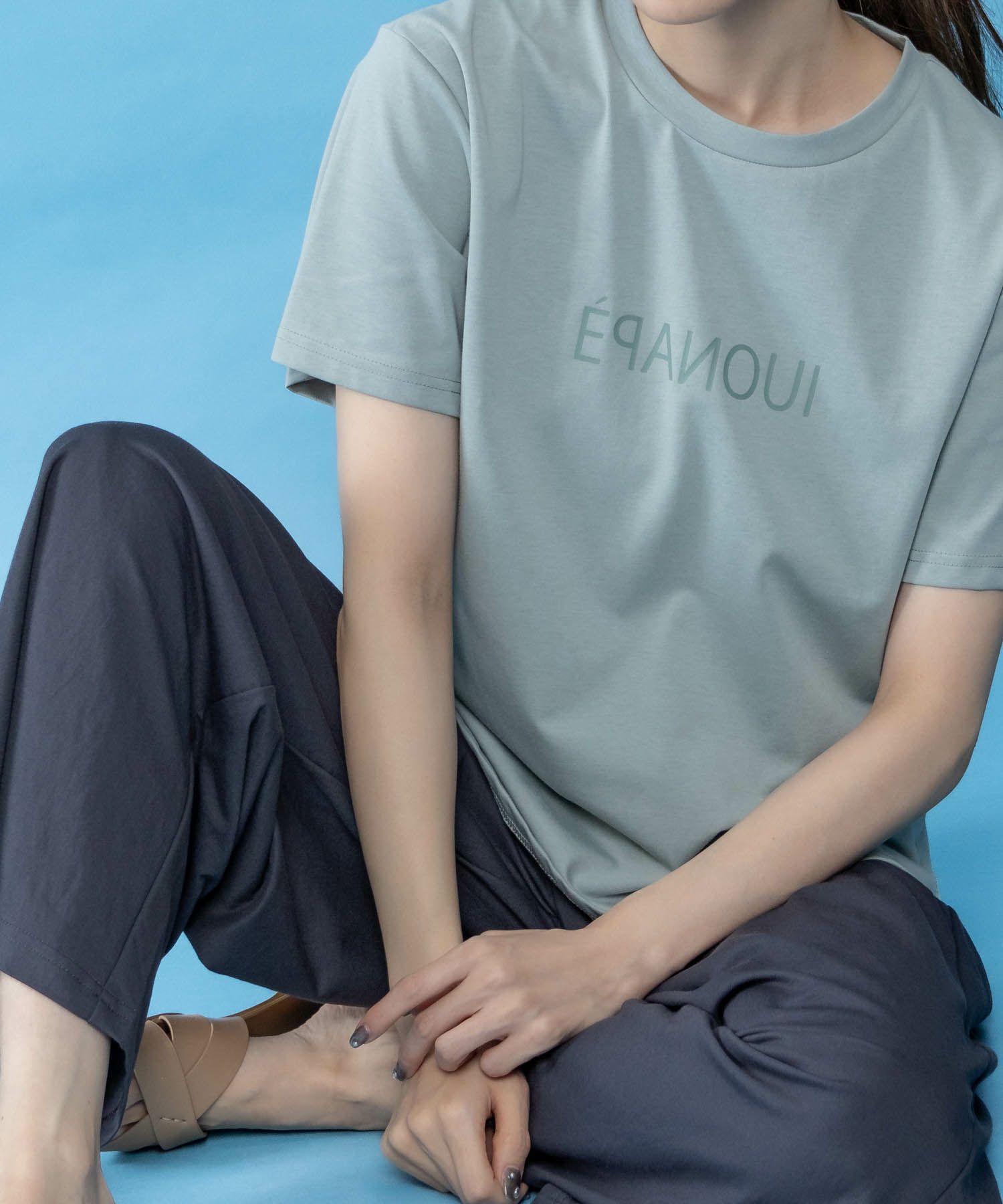 NAVY SARARI  クール＆UVカットプリントTシャツ レディース メール便 対応商品商品画像-3
