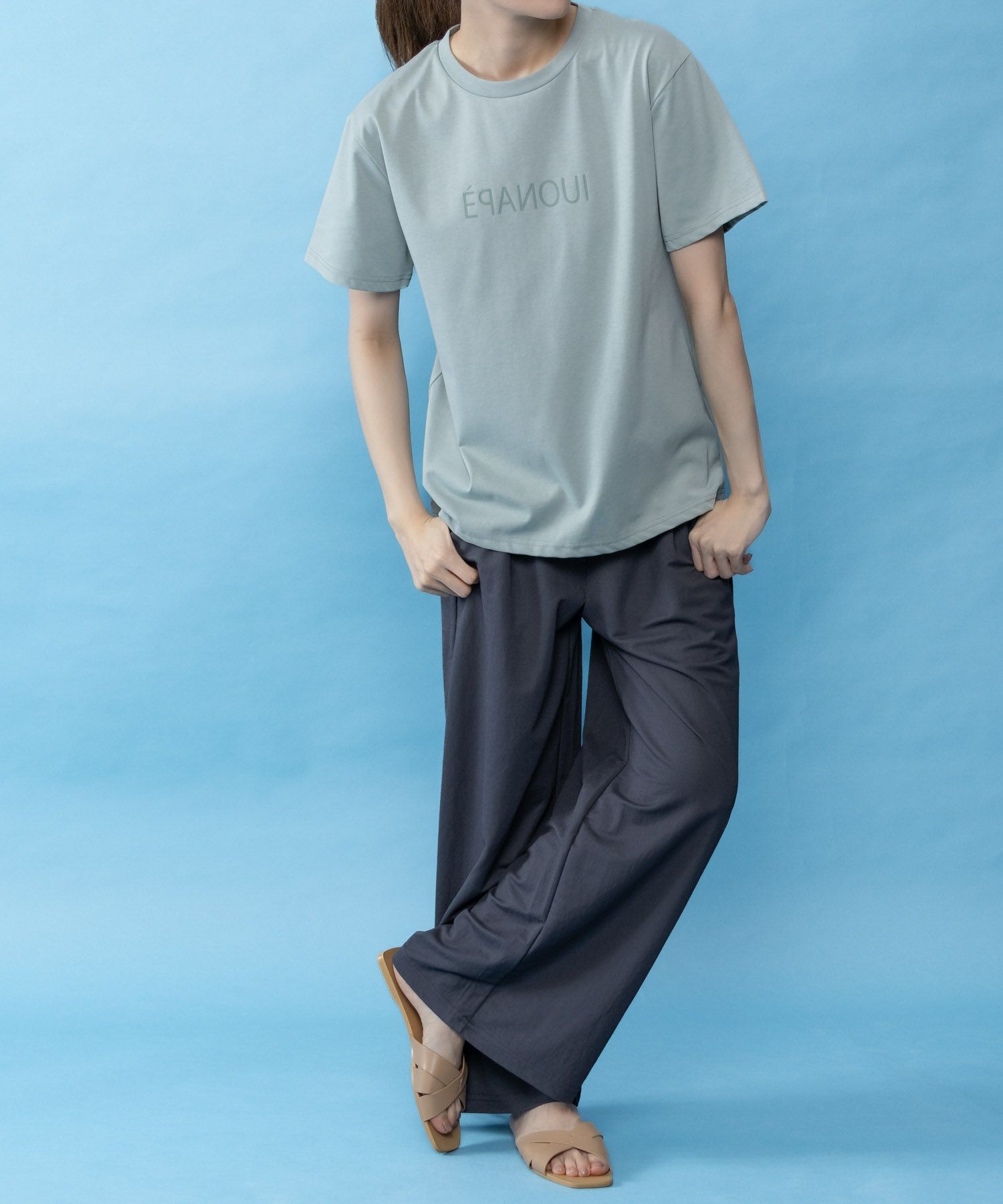 NAVY SARARI  クール＆UVカットプリントTシャツ レディース メール便 対応商品商品画像-4