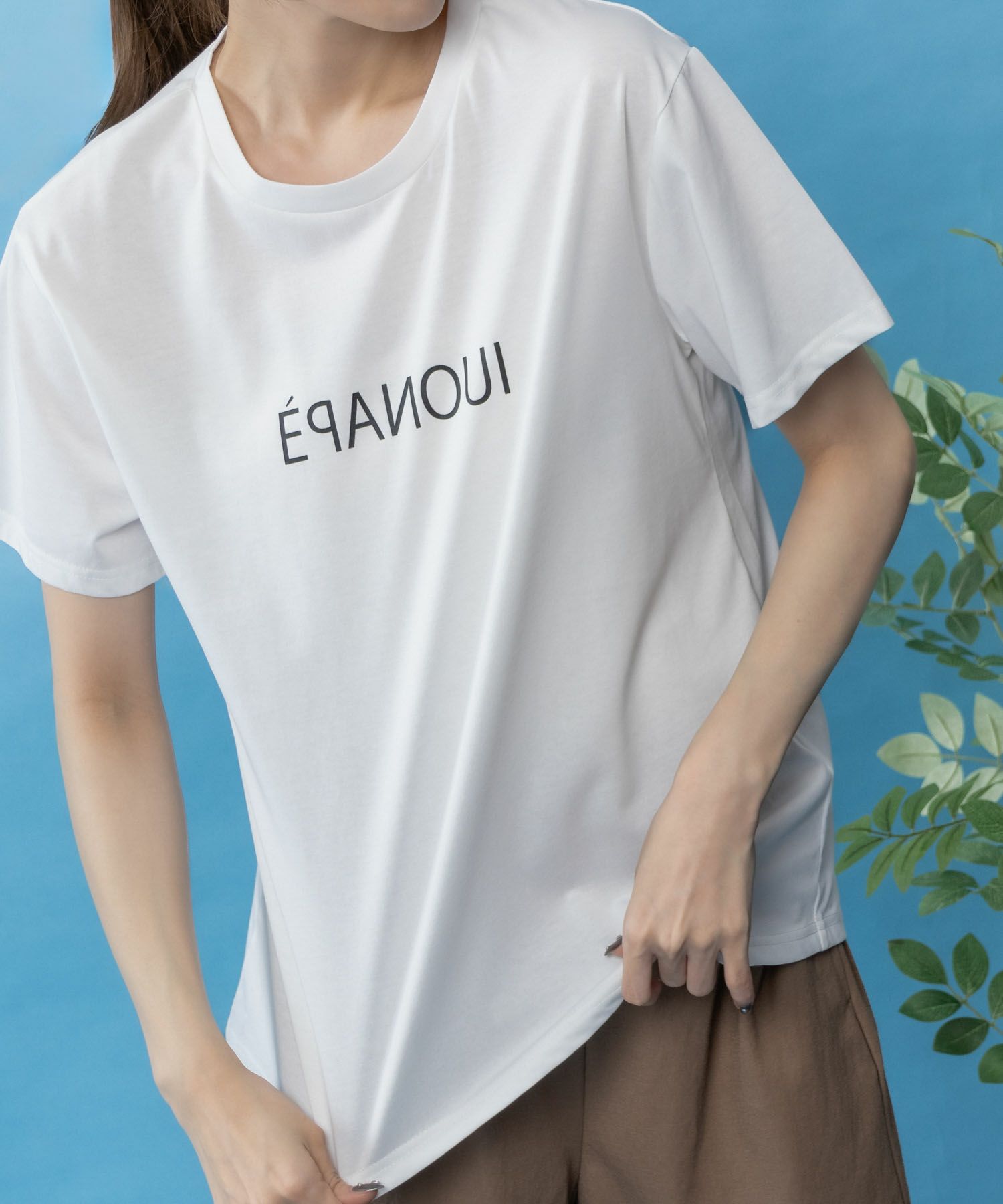 NAVY SARARI  クール＆UVカットプリントTシャツ レディース メール便 対応商品商品画像-6
