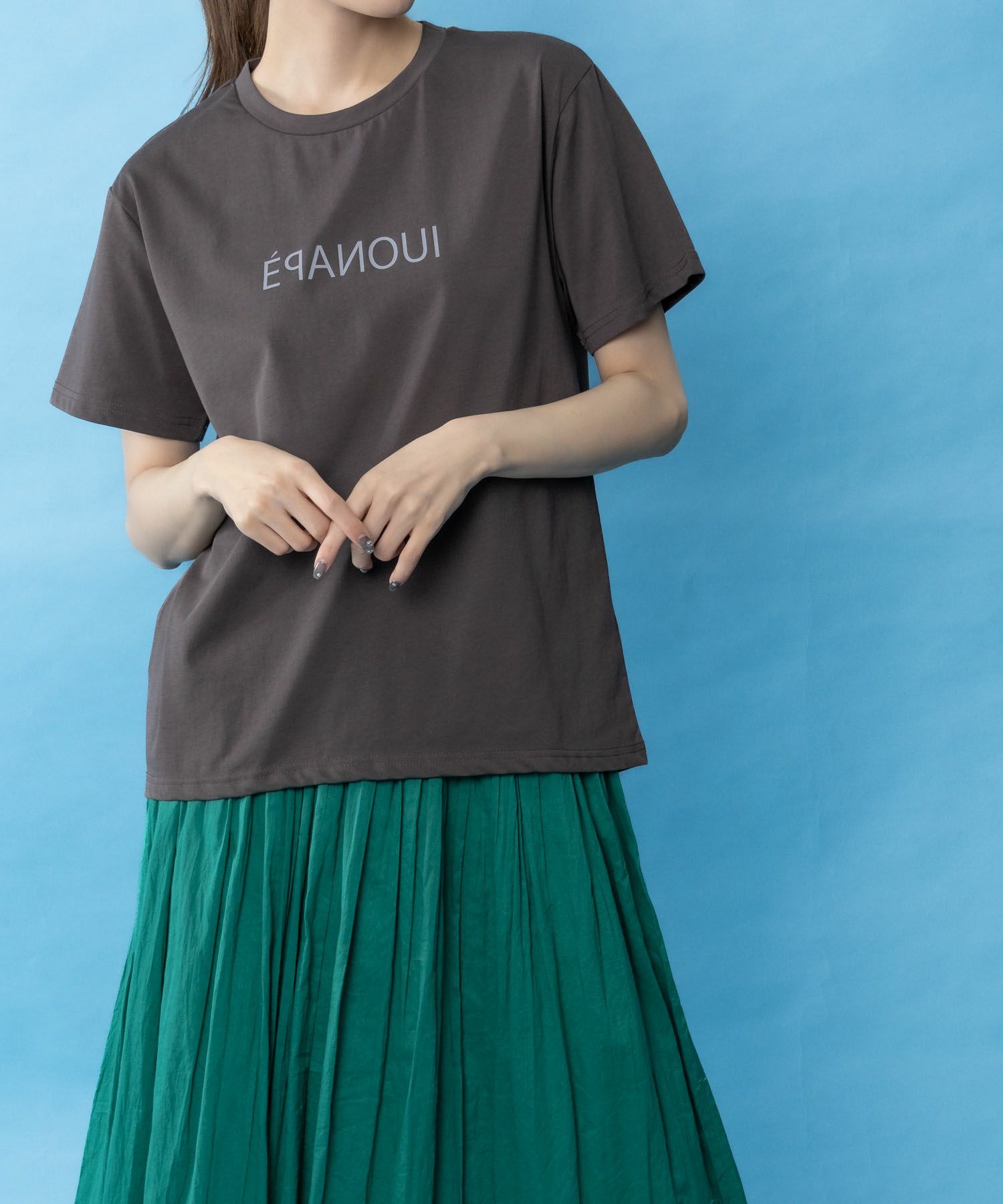 NAVY SARARI  クール＆UVカットプリントTシャツ レディース メール便 対応商品商品画像-8
