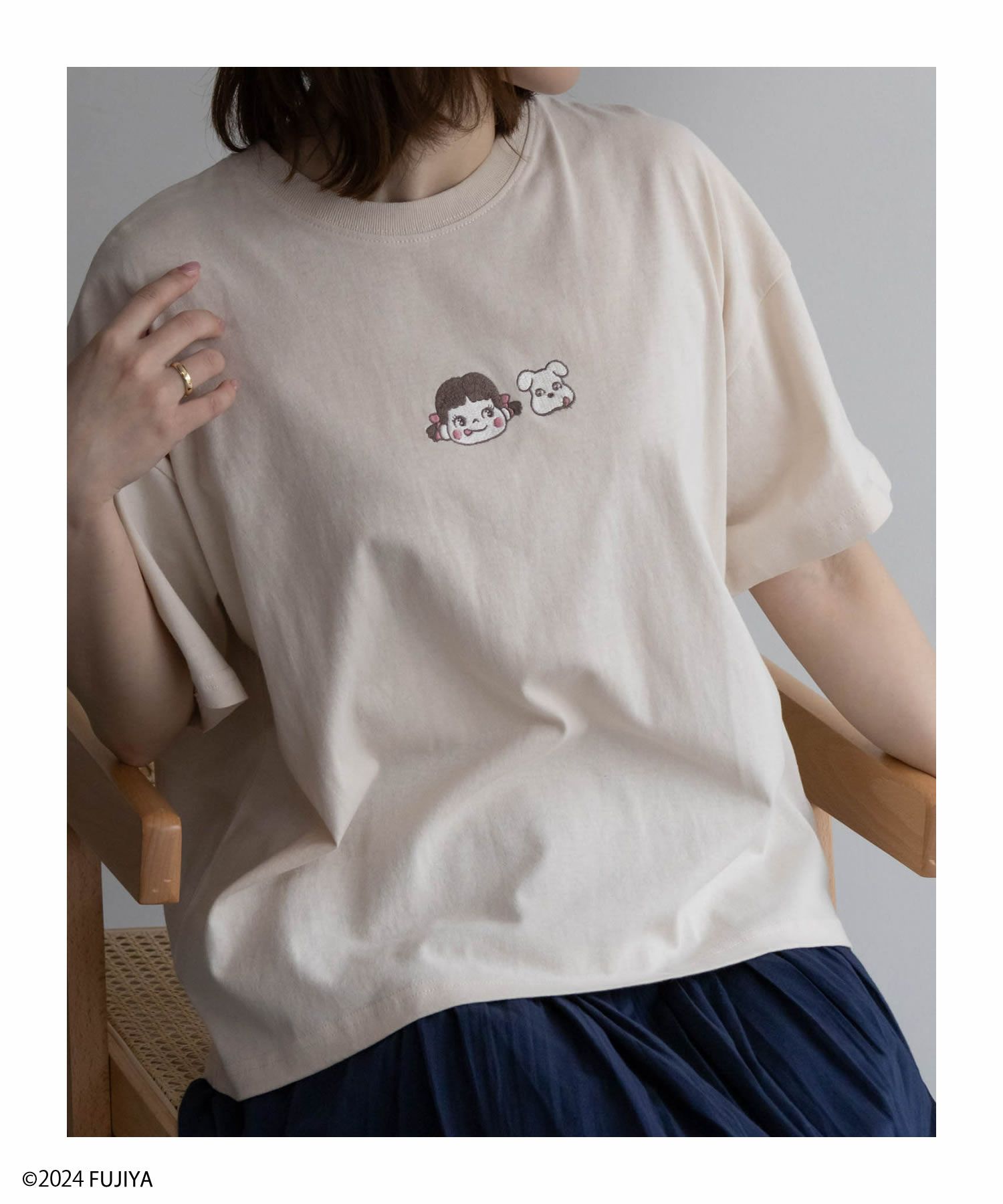PEKO ワンポイント刺繍Tシャツ レディース