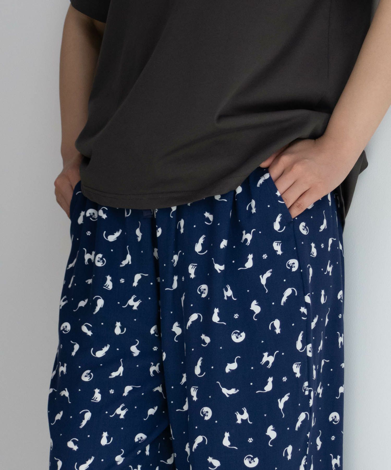 [期間限定価格]NAVY レーヨンステテコ ネコ柄 レディース商品画像-15