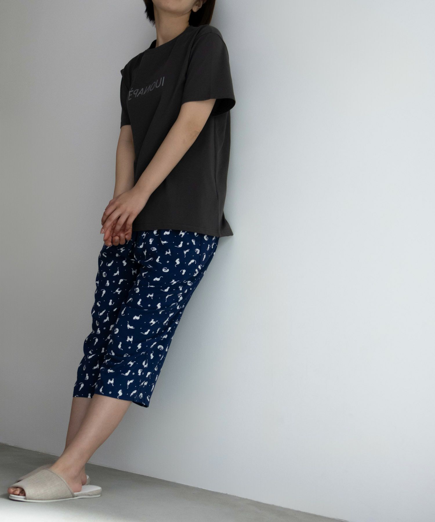 [期間限定価格]NAVY レーヨンステテコ ネコ柄 レディース商品画像-19