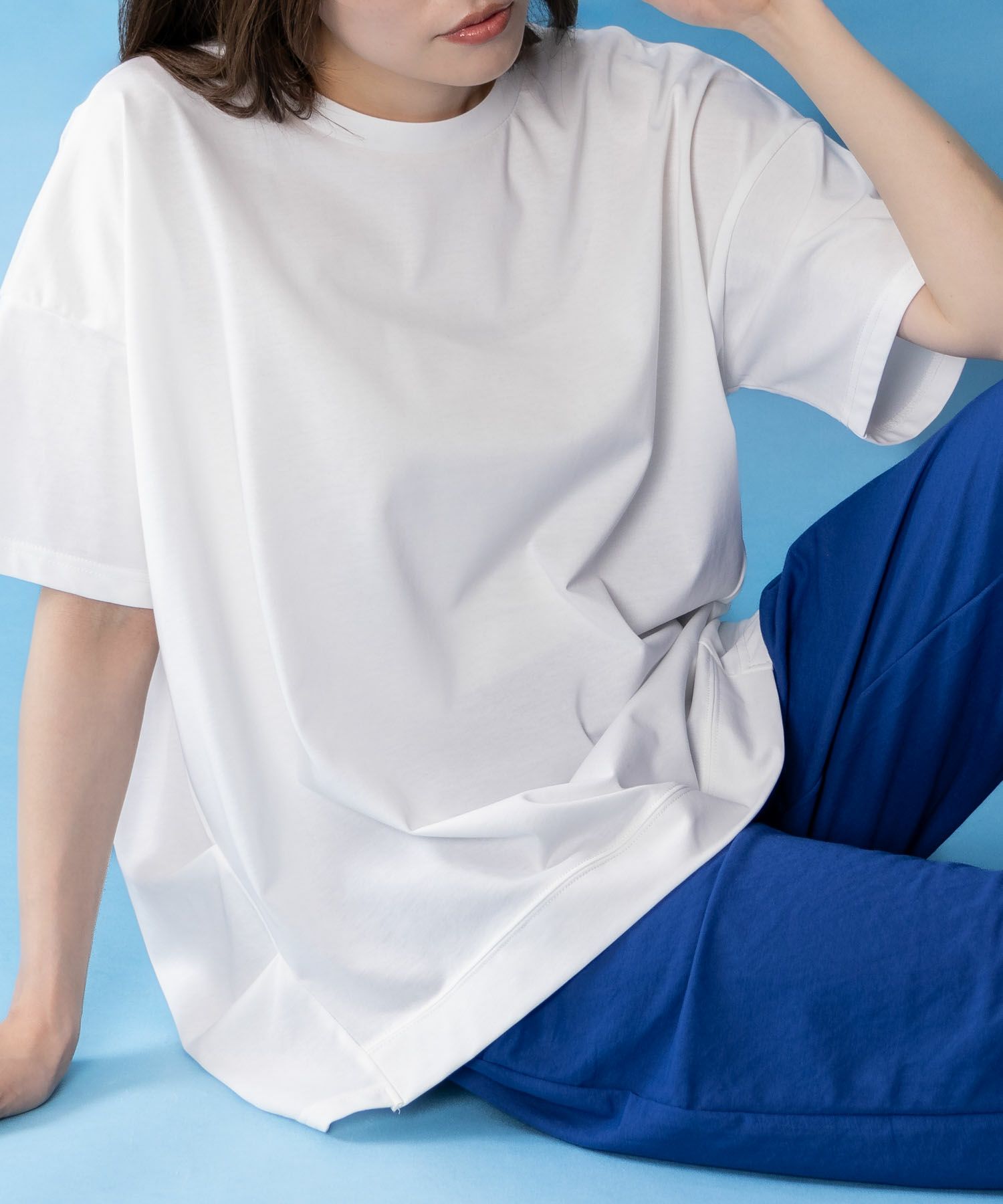 NAVY SARARI  クール＆UVチュニックTシャツ レディース メール便 対応商品商品画像-1
