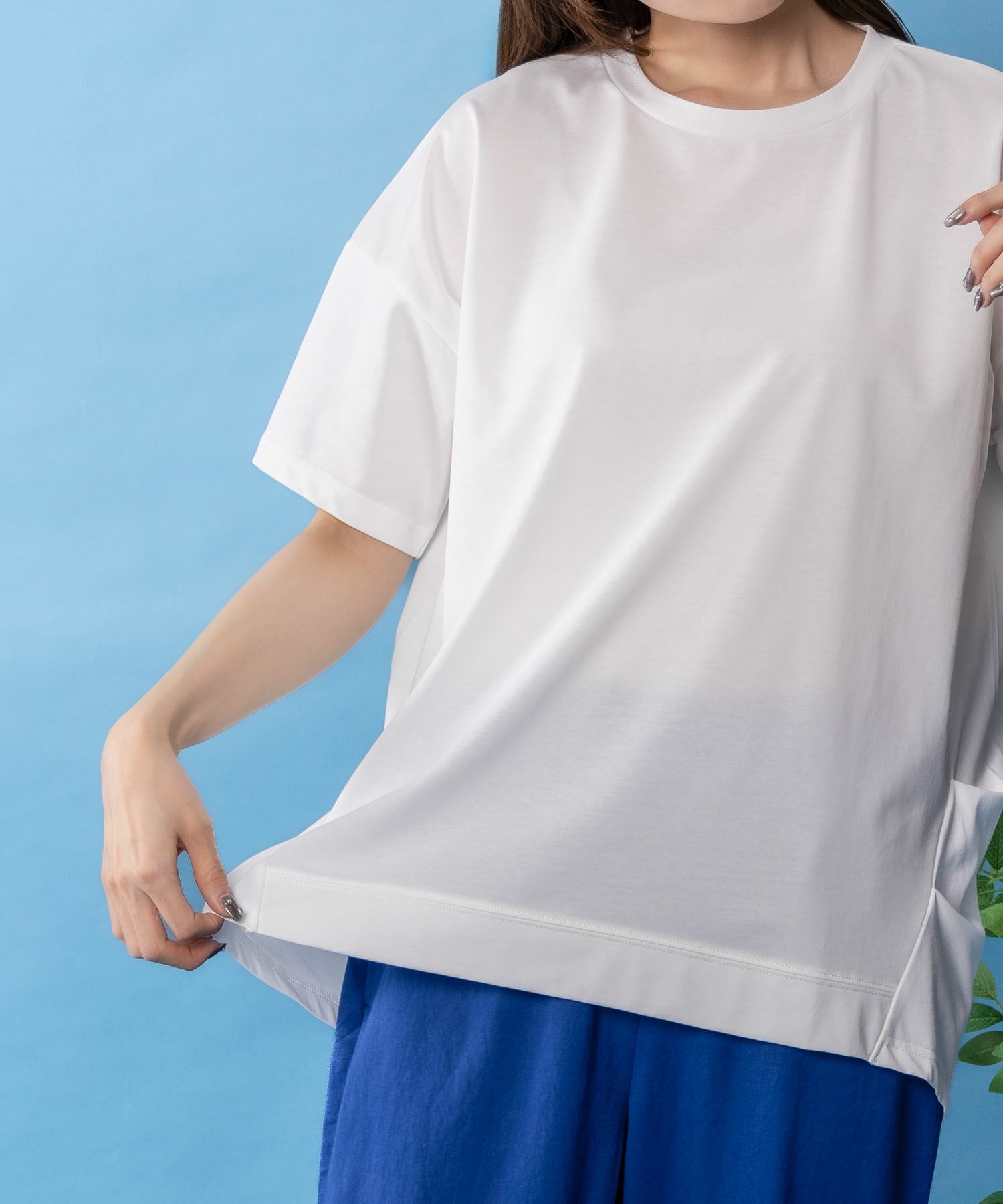 NAVY SARARI  クール＆UVチュニックTシャツ レディース メール便 対応商品商品画像-2