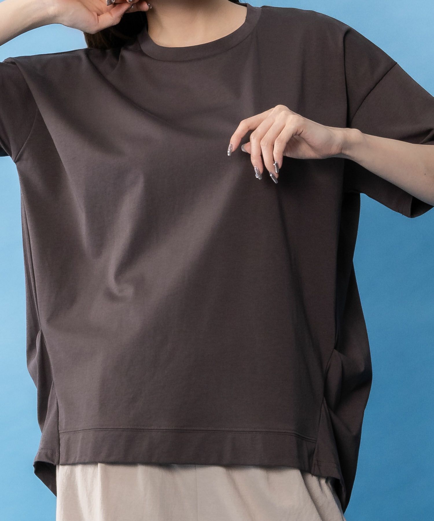 NAVY SARARI  クール＆UVチュニックTシャツ レディース メール便 対応商品商品画像-5
