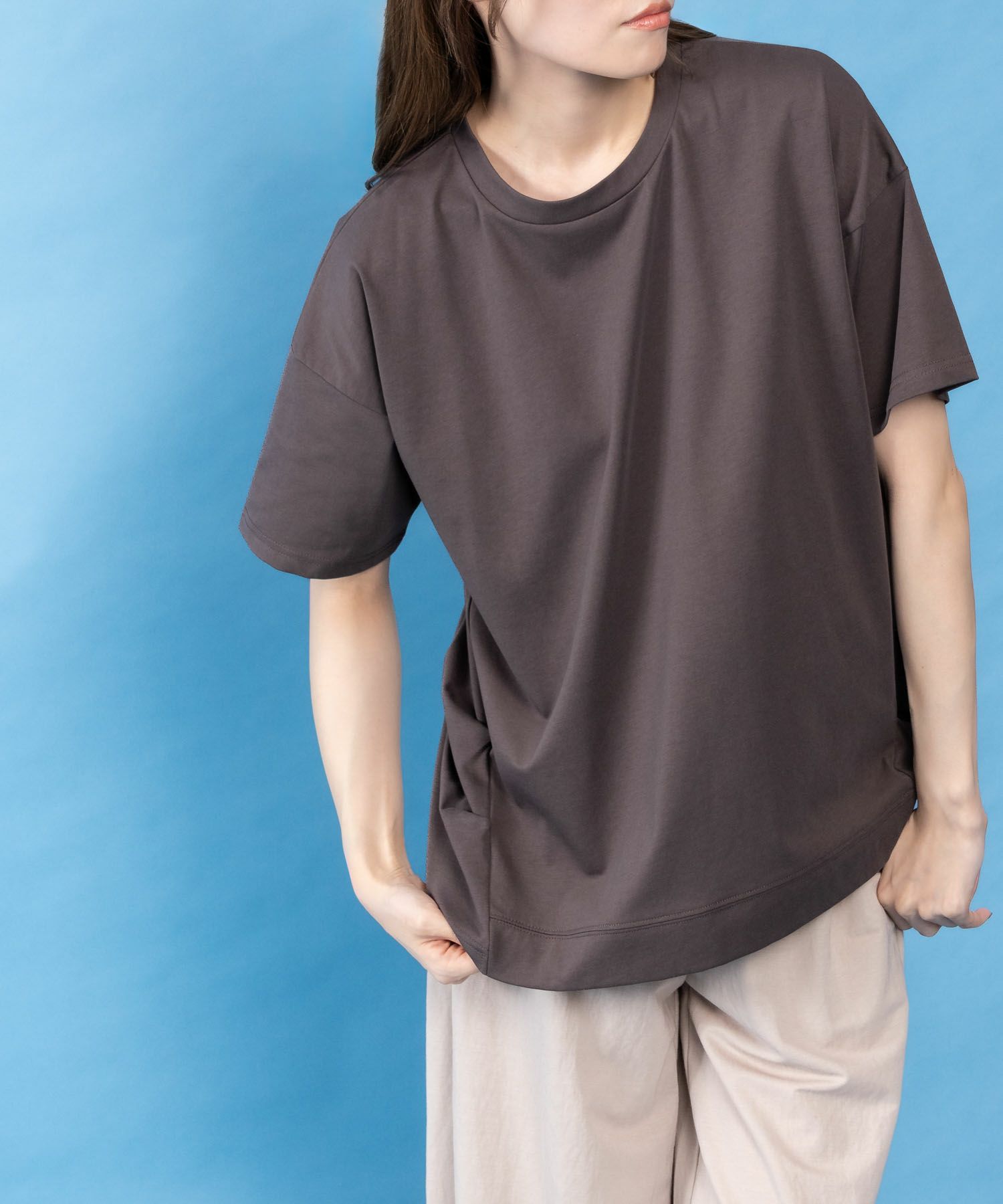 NAVY SARARI  クール＆UVチュニックTシャツ レディース メール便 対応商品商品画像-6