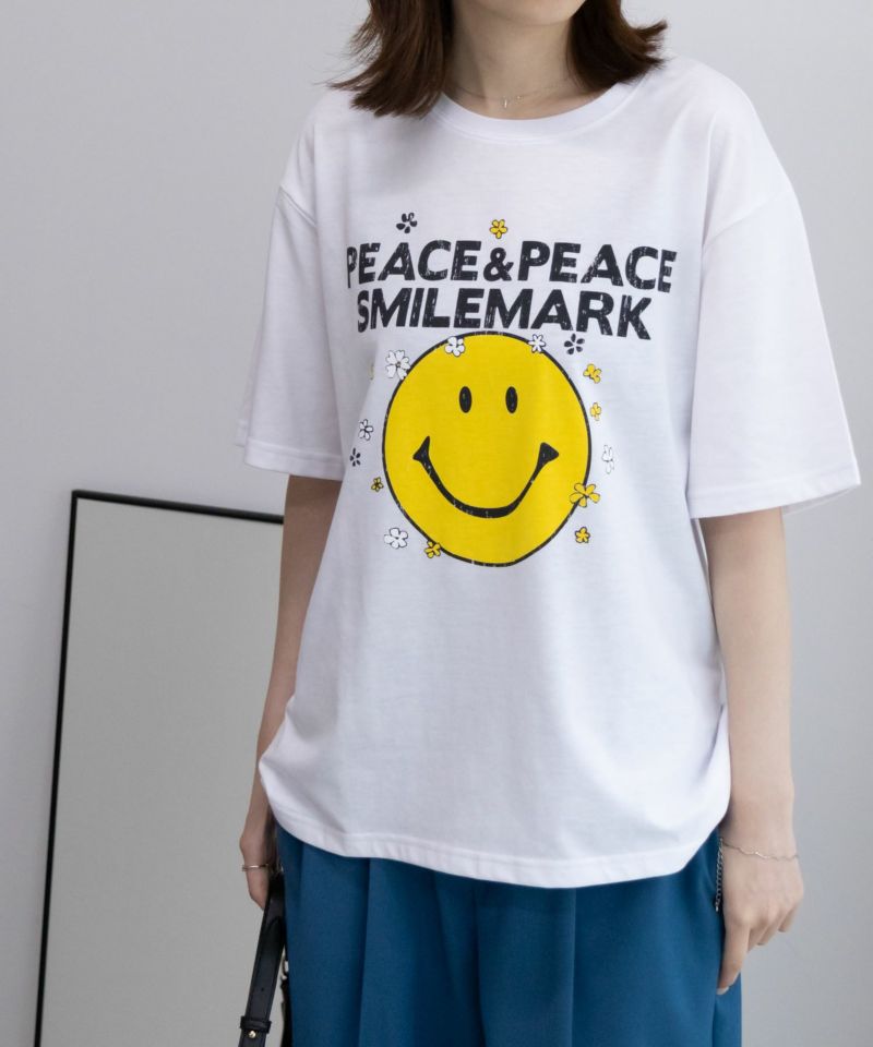 スマイリーフェイス 小花Tシャツ レディース