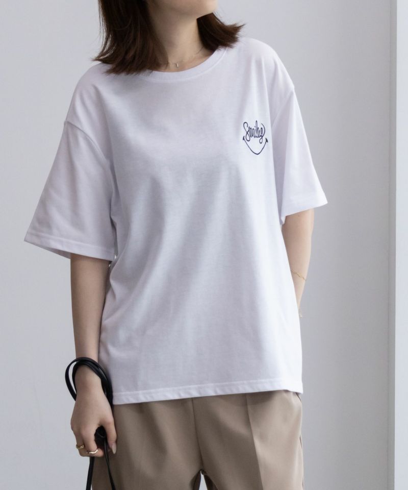 スマイリーフェイス フラワーTシャツ レディース ネコポス 対応商品商品画像-2