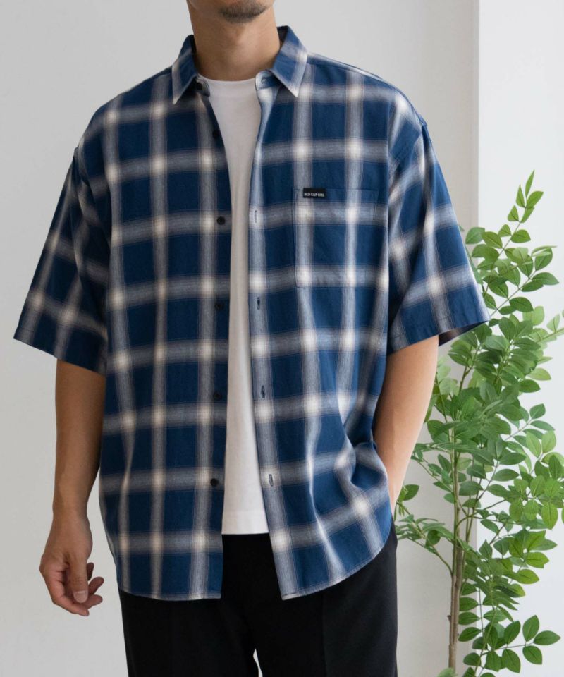 【オンラインストア限定】RED CAP GIRL  オンブレーチェックバック刺繍＆プリント半袖シャツ メンズ商品画像-3